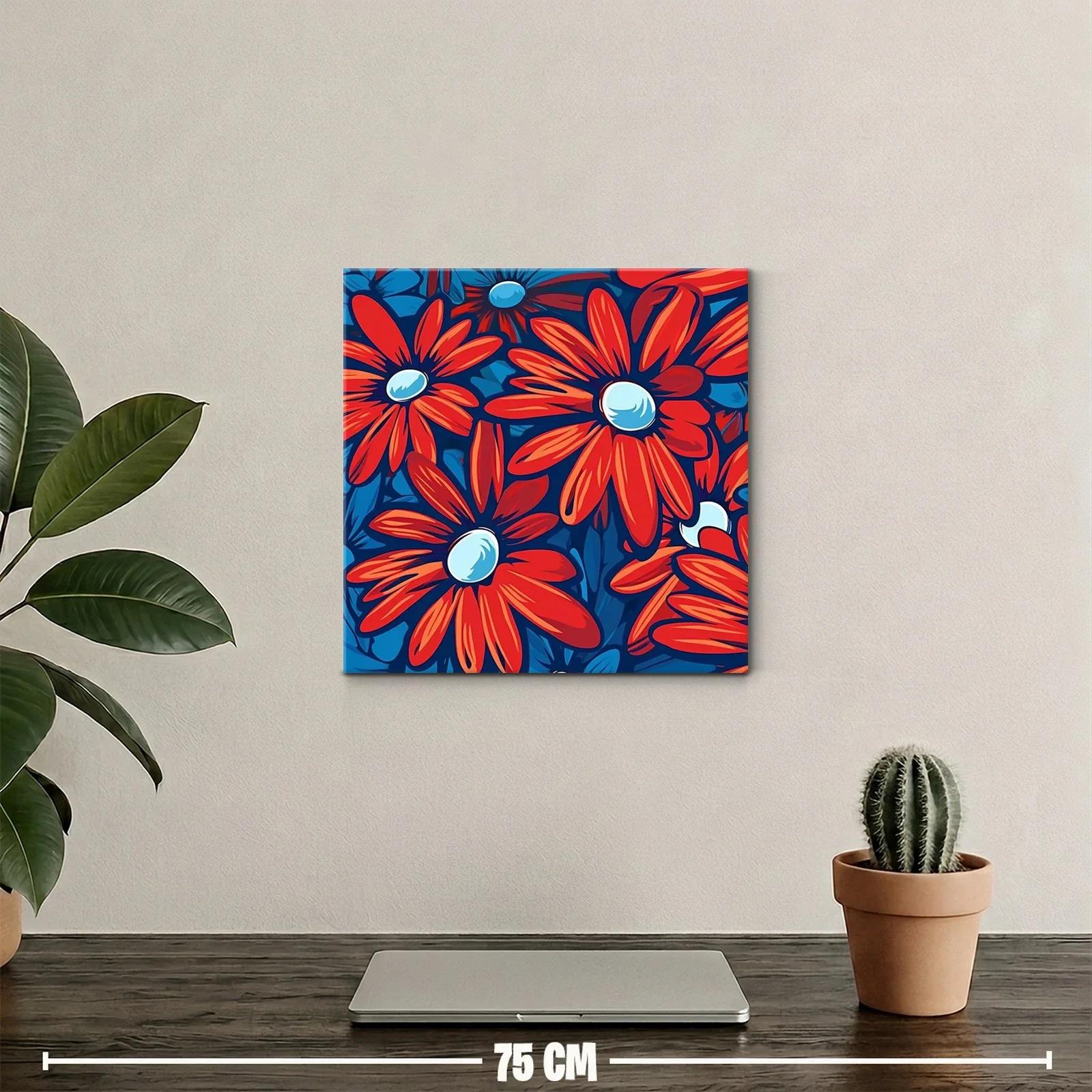 Flores vibrantes en tonos rojos y azules intensos — miniatura 2