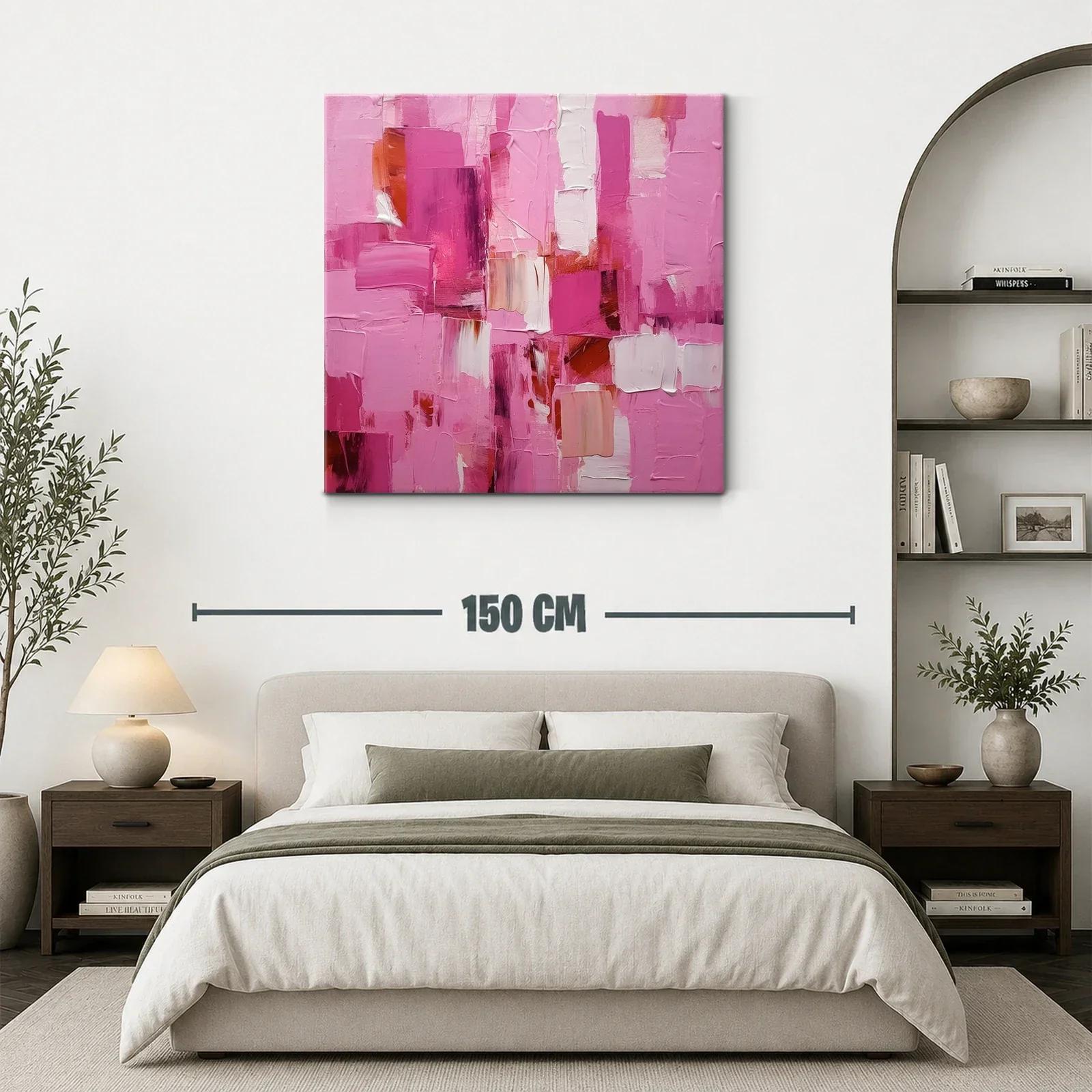 Cuadro abstracto con vibrantes tonos rosas y blancos — miniatura 3