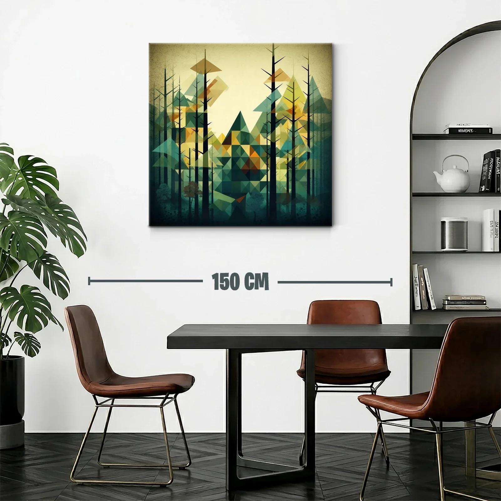Bosque abstracto con triángulos en tonos verdes y ocres — miniatura 2