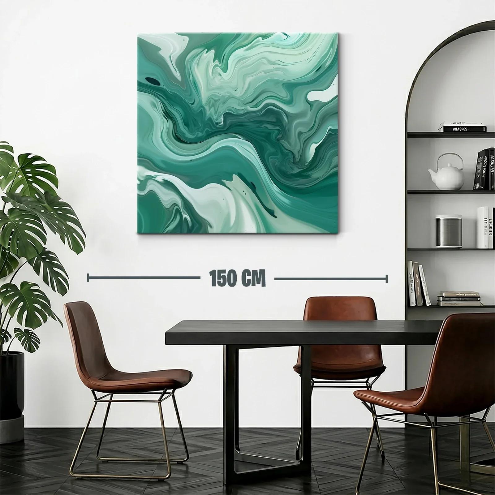 Arte abstracto fluido en tonos verdes y blancos — miniatura 2