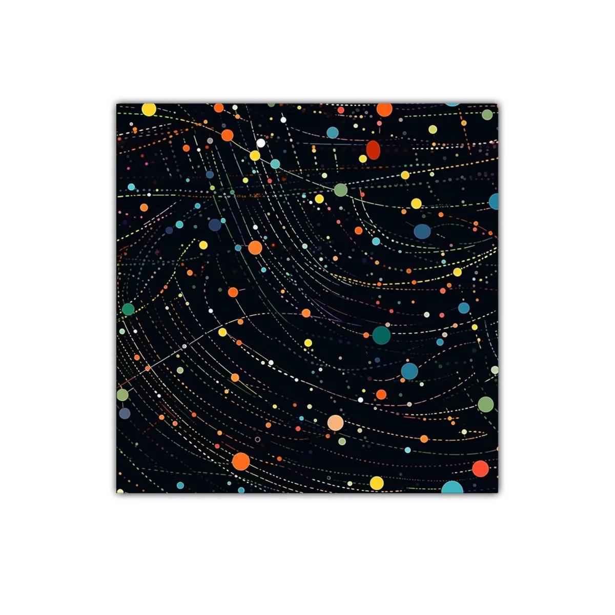 Cuadro abstracto con líneas y puntos de colores vivos — imagen principal