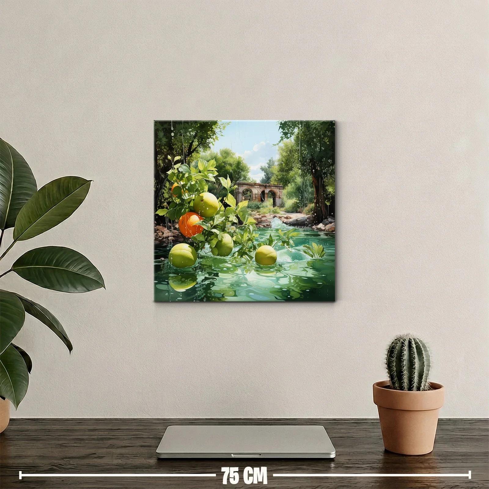 Naturaleza fresca con frutas y paisaje rústico — miniatura 2