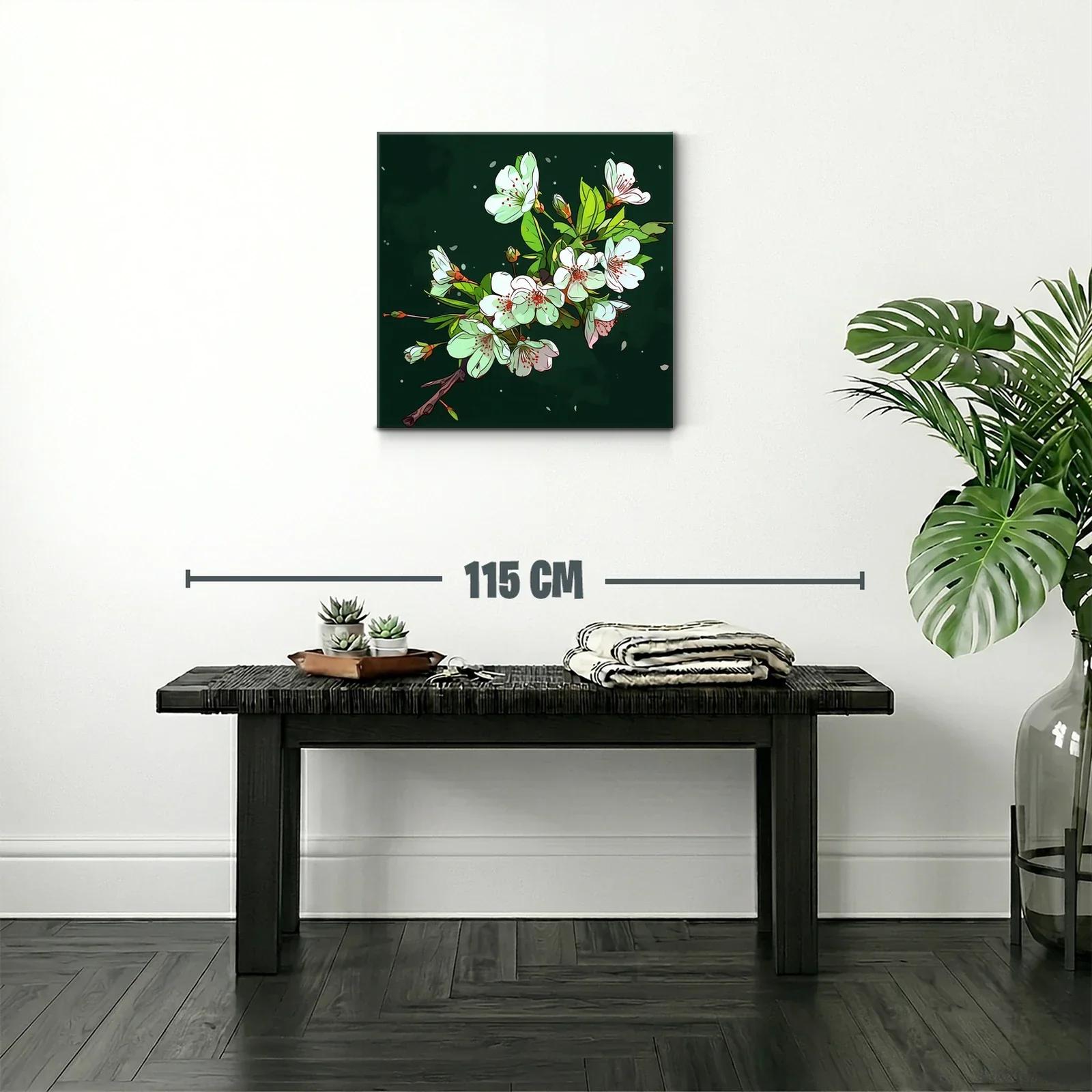 Elegant rama de flores blancas sobre fondo oscuro — miniatura 2