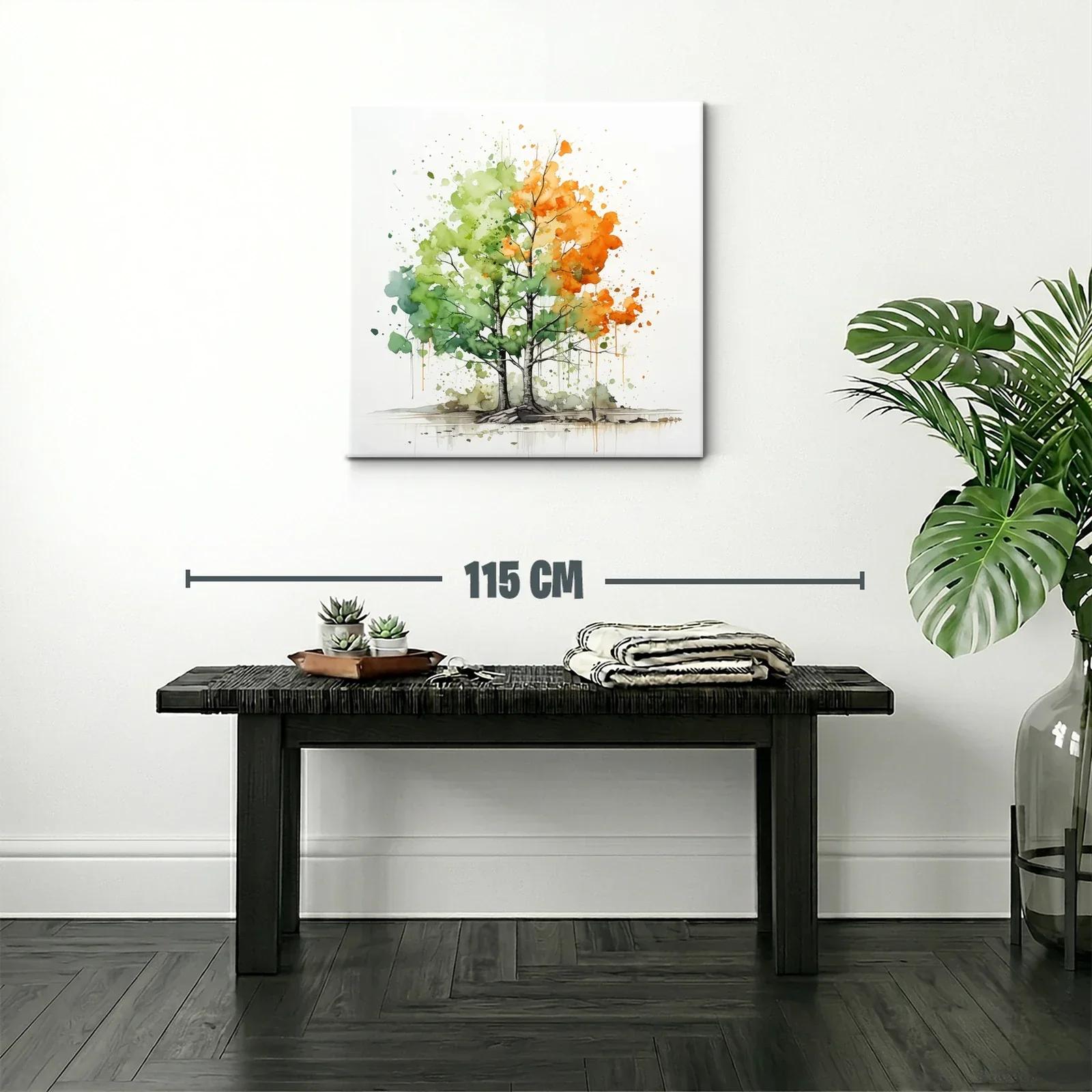 Árbol en transición con tonos verdes y naranjas vibrantes — miniatura 2