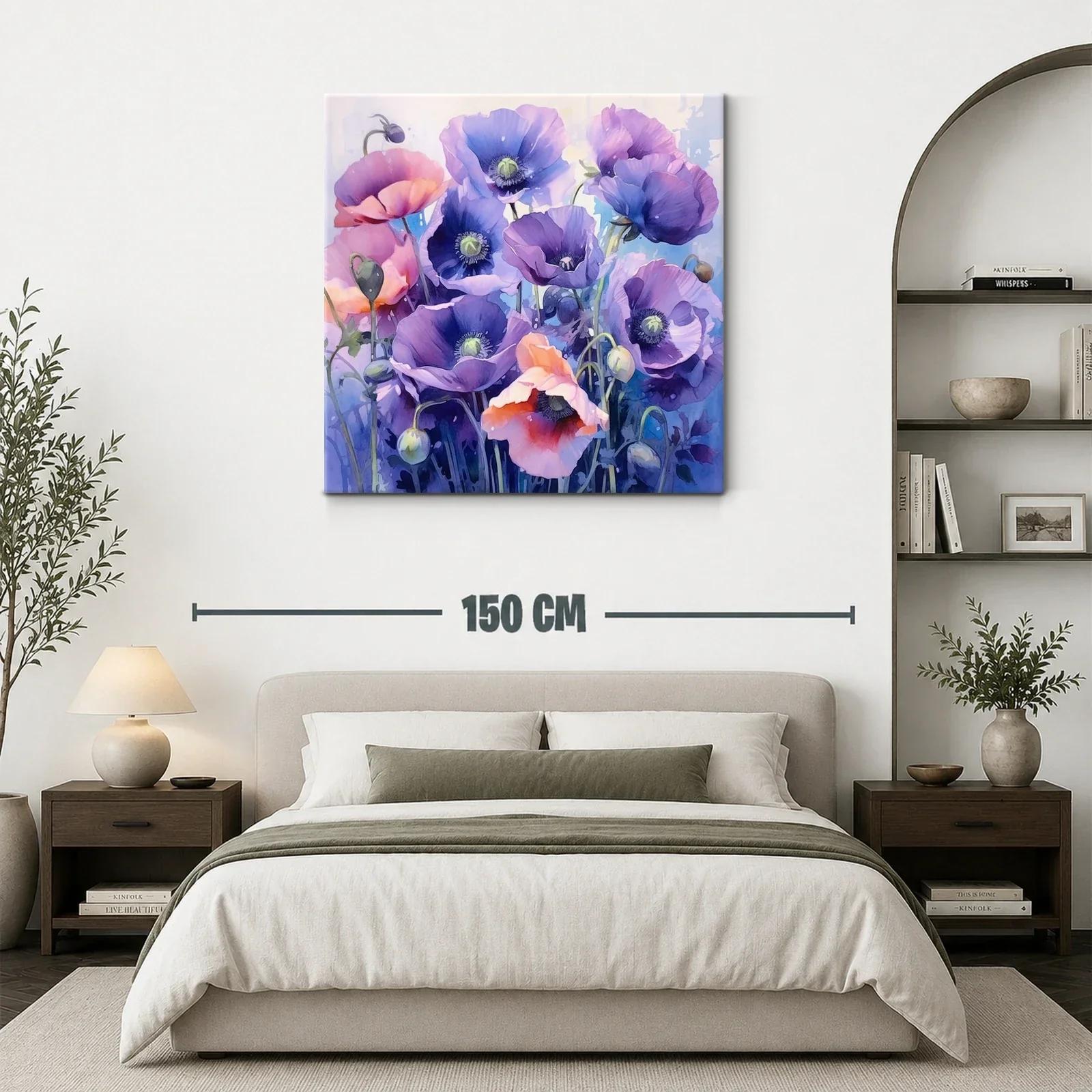 Cuadro con flores en tonos violetas y rosados vibrantes — miniatura 3