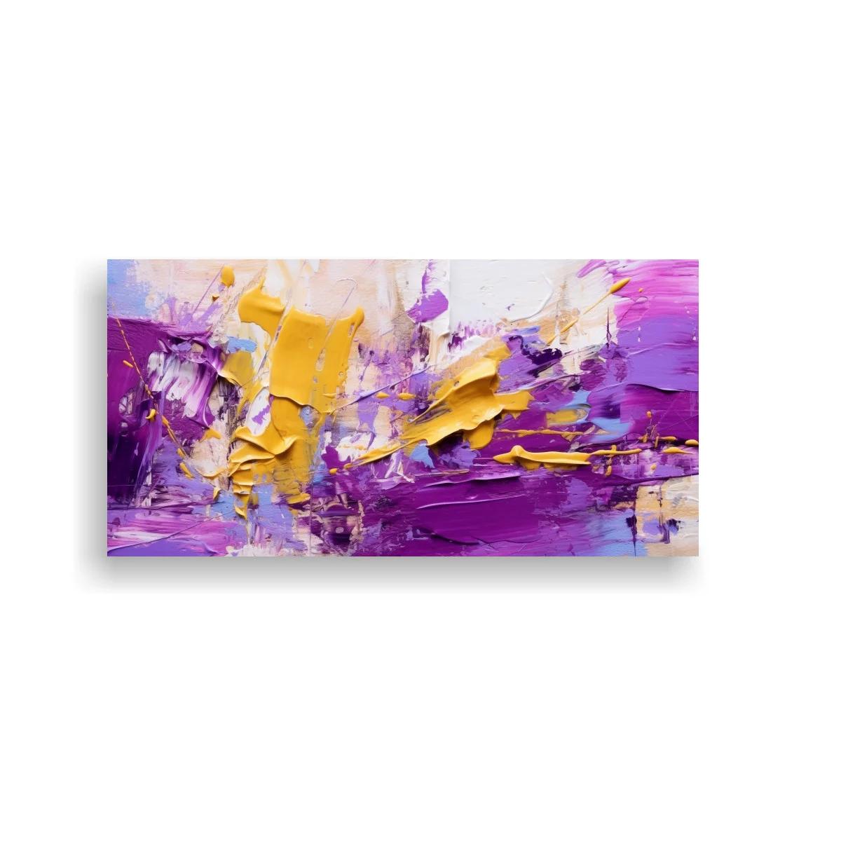 Cuadro abstracción morado y amarillo con relieve de pintura — imagen principal