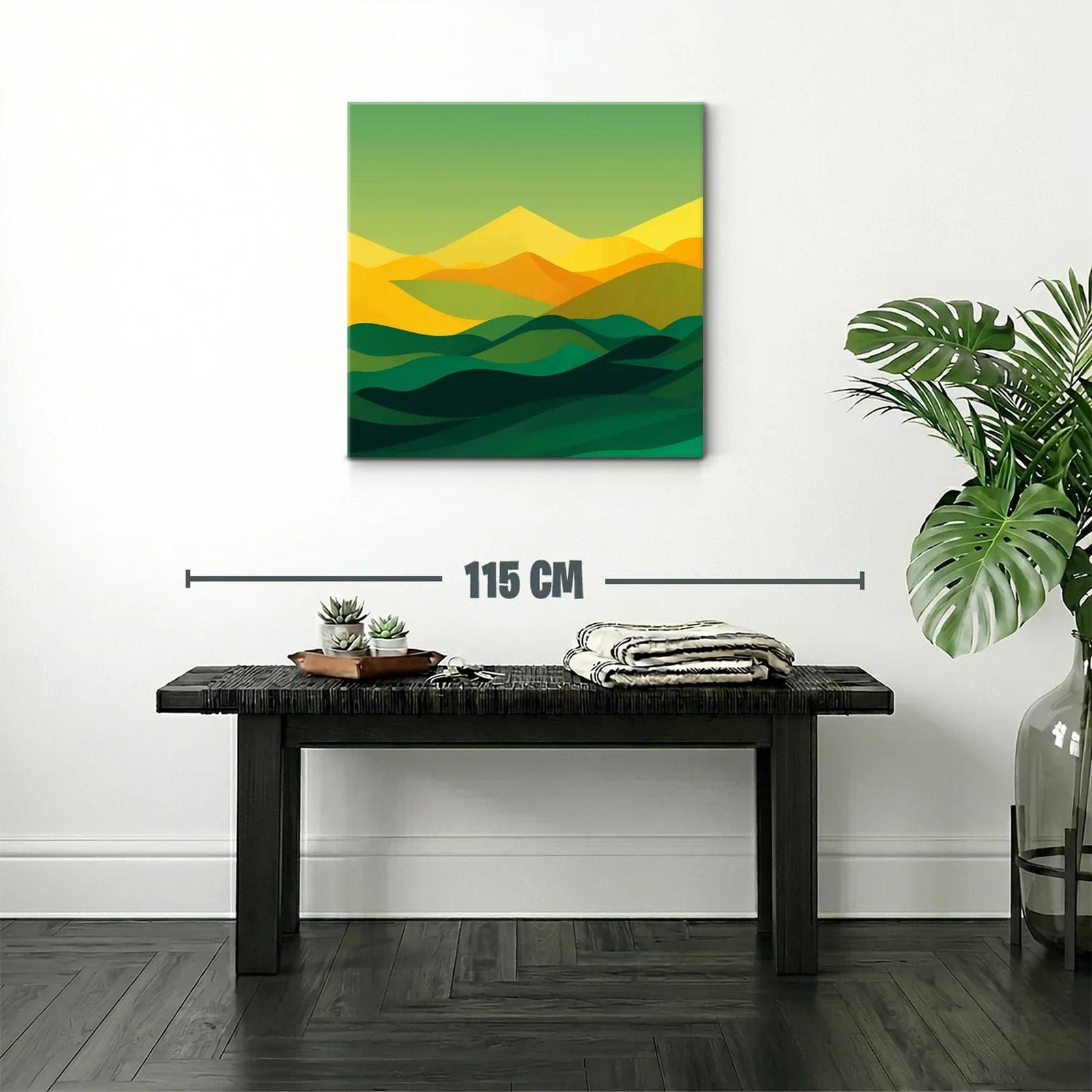 Paisaje abstracto en tonos verdes y amarillos cálidos — miniatura 2