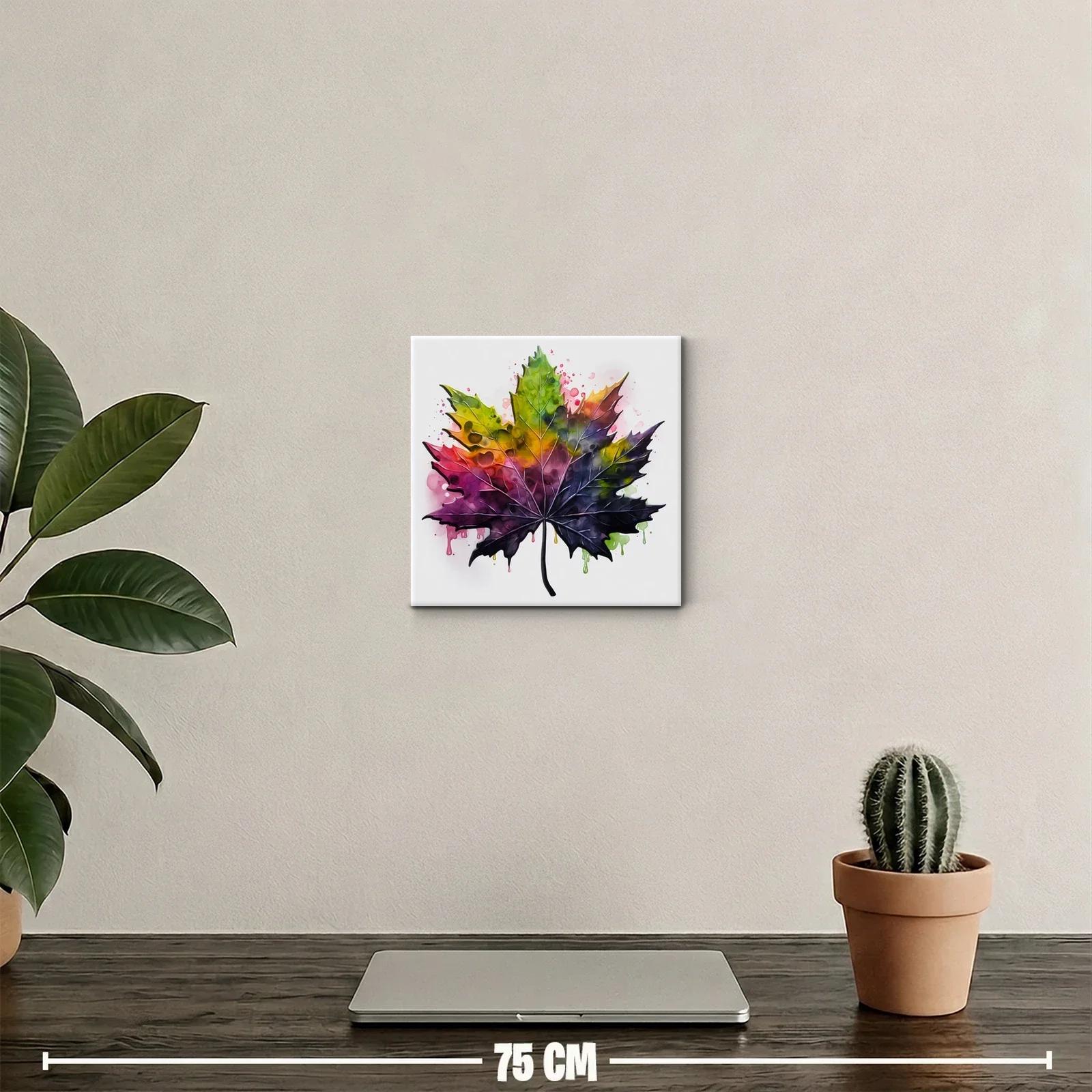 Hoja de arce vibrante con explosión de colores intensos — miniatura 2