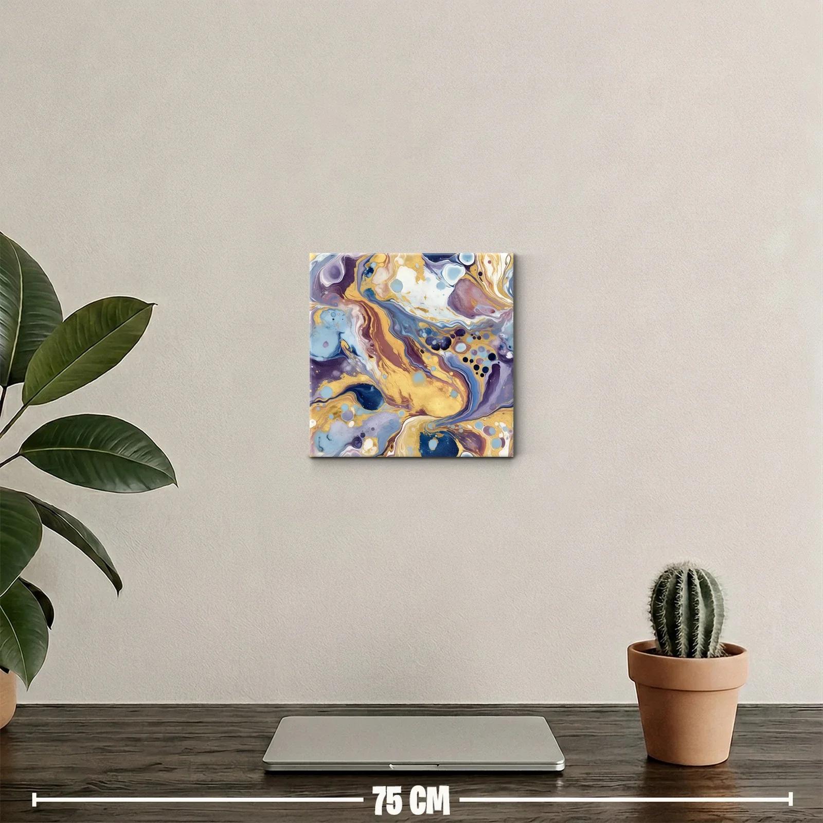 Cuadro abstracto con destellos dorados y tonos suaves — miniatura 2