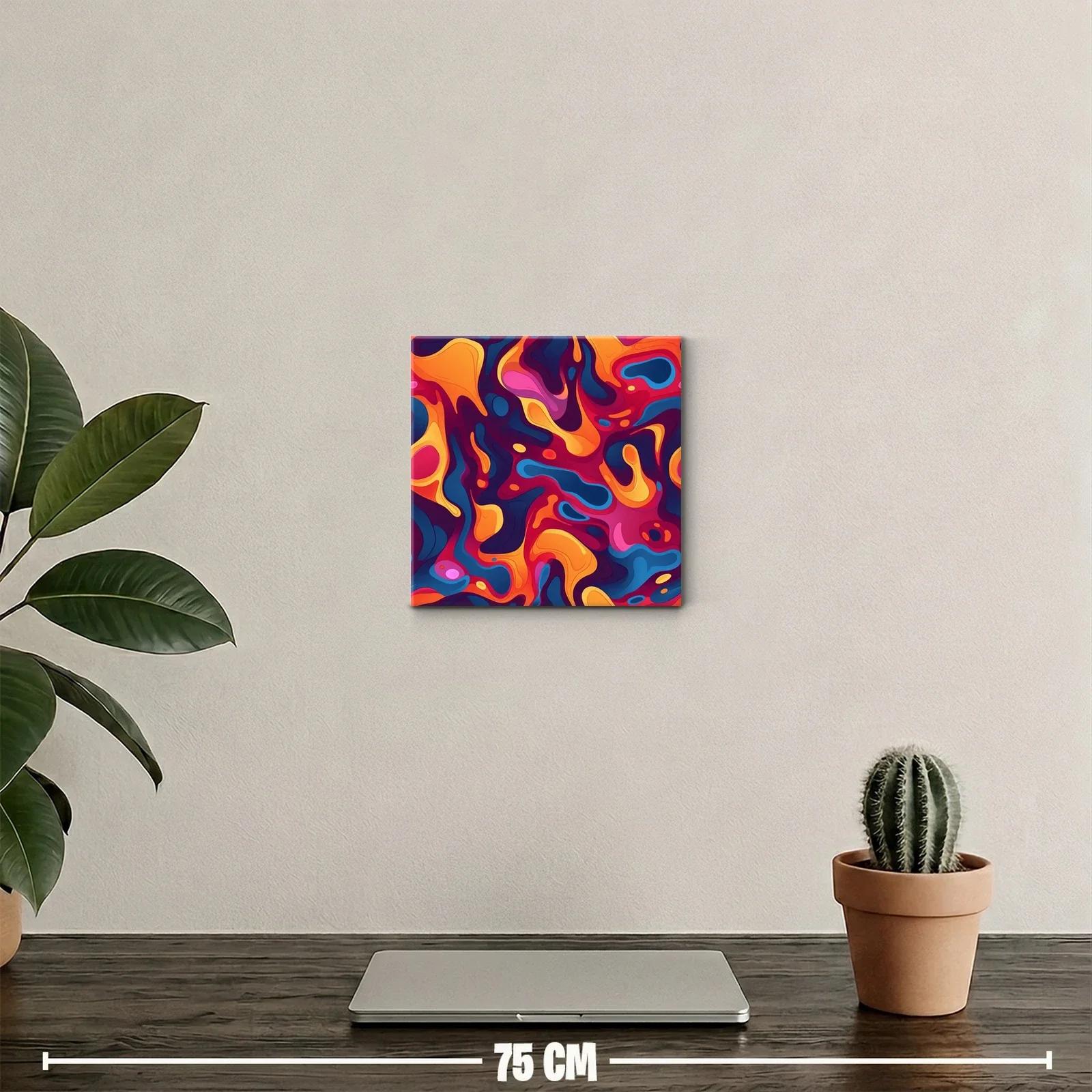 Cuadro abstracto con formas fluidas en tonos cálidos y fríos — miniatura 2