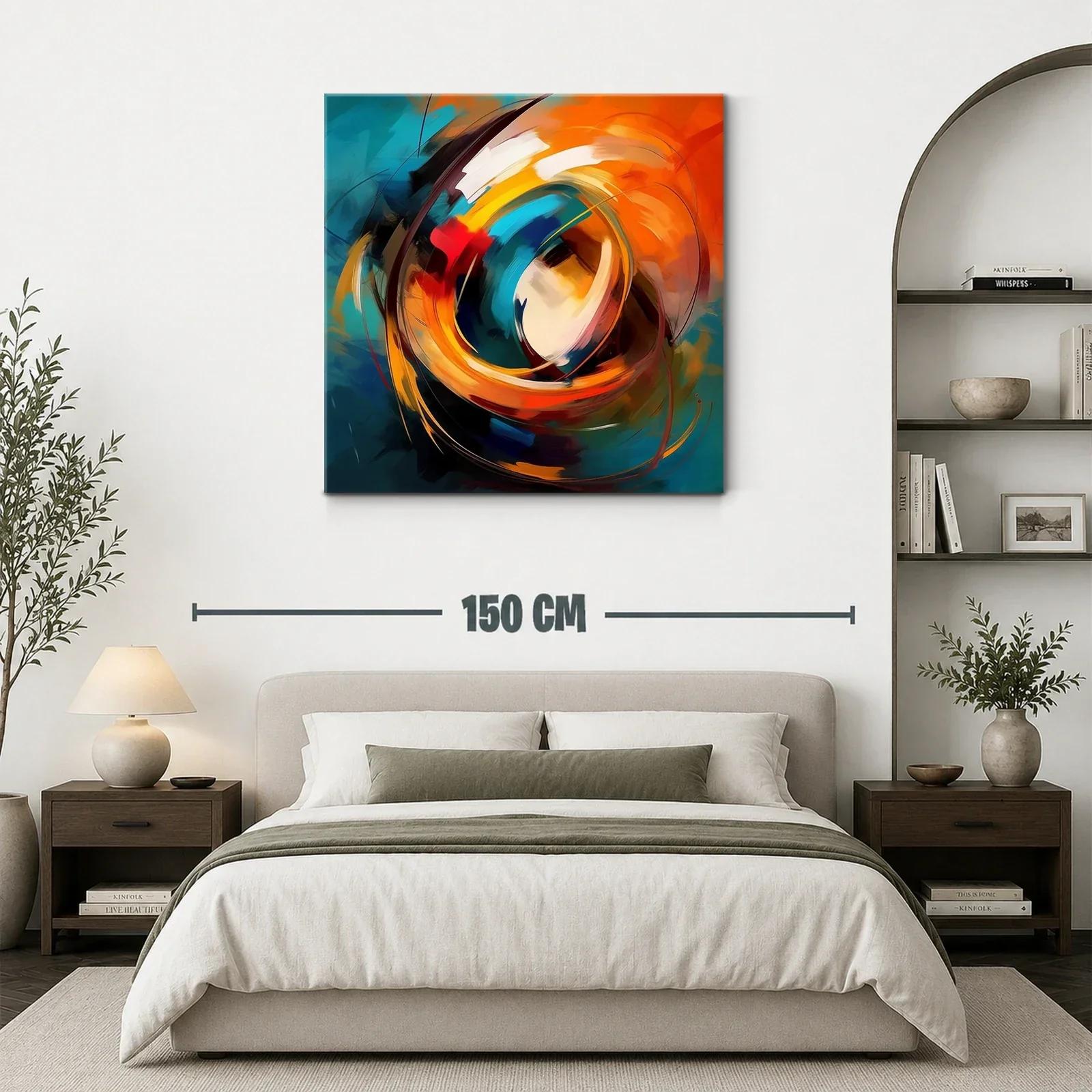 Cuadro Abstracto con Vibrantes Tonos Naranjas y Azules — miniatura 3