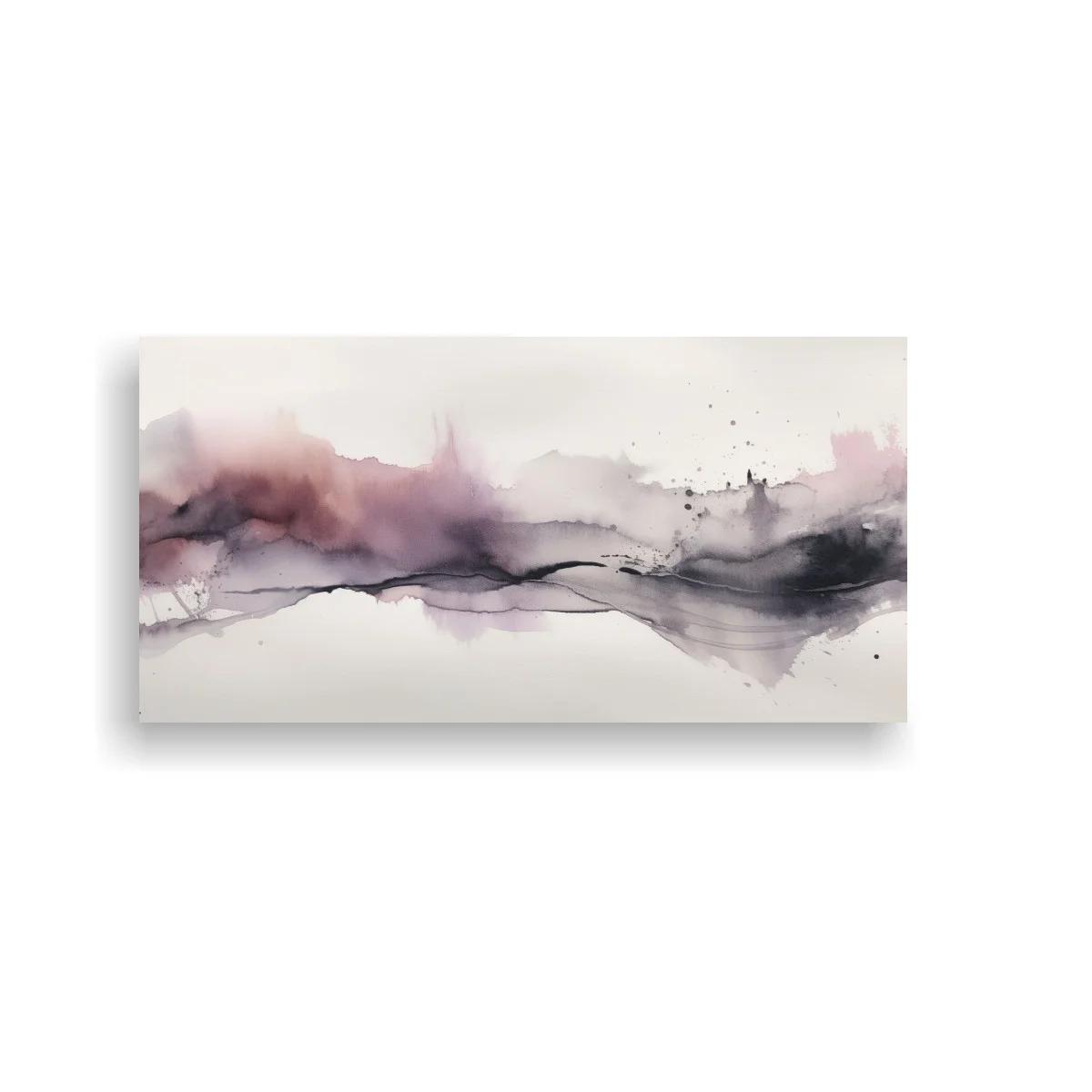 Cuadro paisaje abstracto con franja nebulosa malva — imagen principal