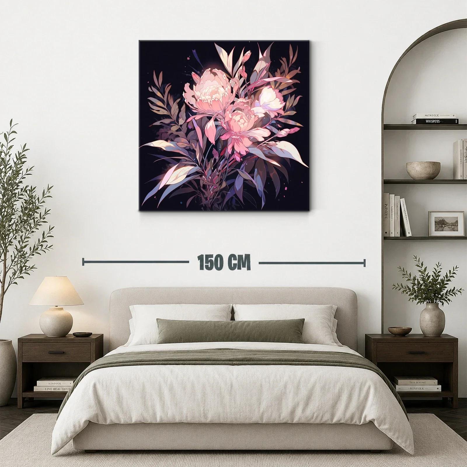 Ramo floral delicado en tonos rosa y lavanda sobre fondo oscuro — miniatura 3