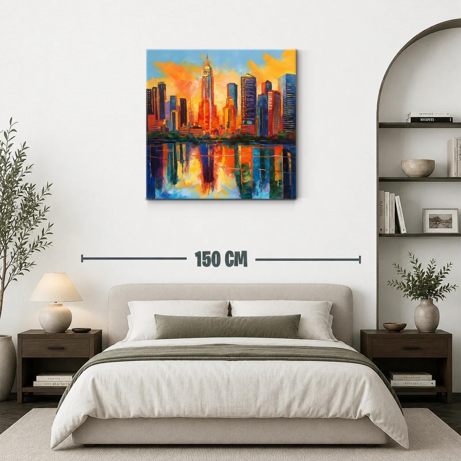 Atardecer vibrante en ciudad con reflejos impresionantes — miniatura 3