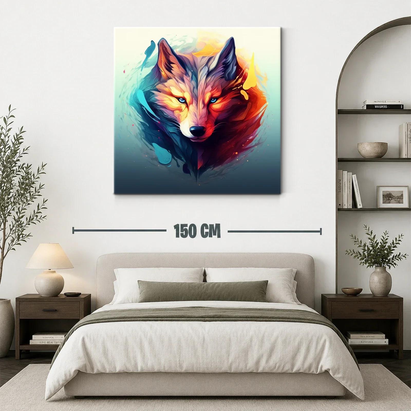 Retrato vibrante de lobo con contraste de fuego y hielo — miniatura 3