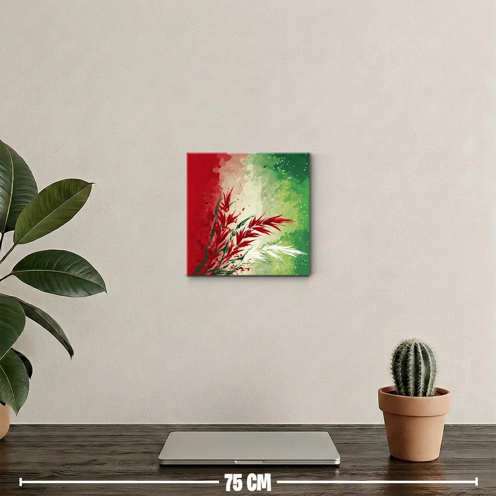 Composición abstracta en rojo verde y blanco vibrante — miniatura 2