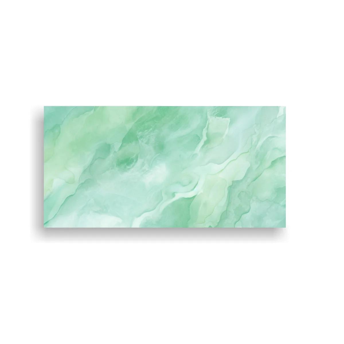 Cuadro manchas abstractas en verde agua con textura tipo acuarela — imagen principal