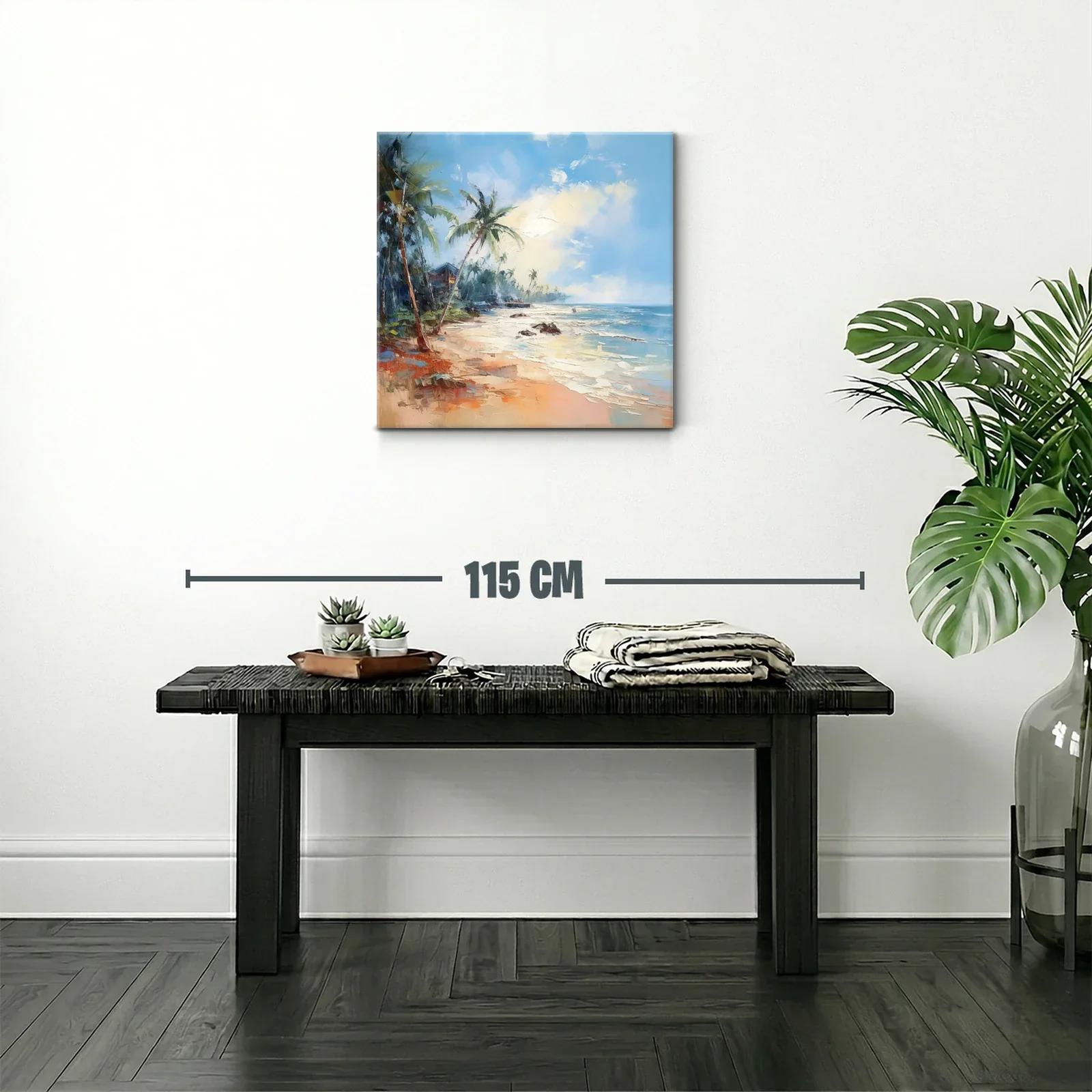 Paisaje costero con palmeras y mar azul brillante — miniatura 2