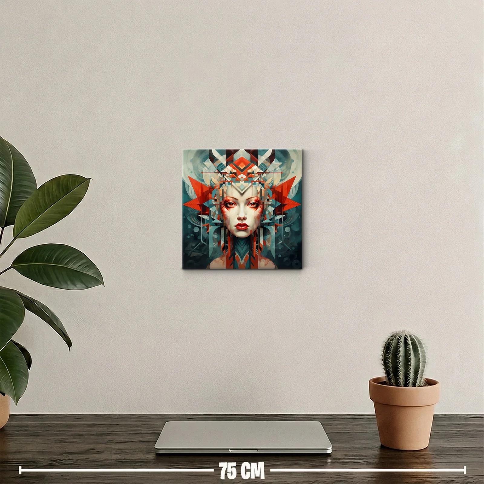 Retrato geométrico con rostro femenino y colores intensos — miniatura 2