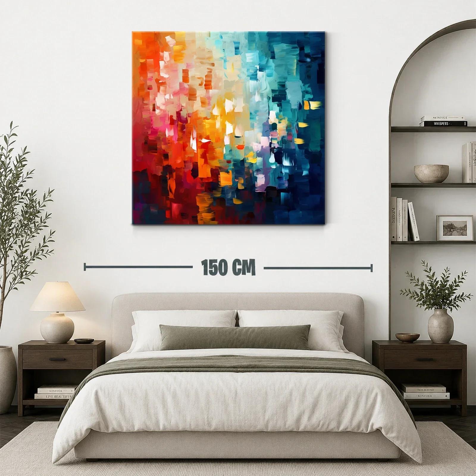 Cuadro abstracto con vibrantes tonos cálidos y fríos — miniatura 3
