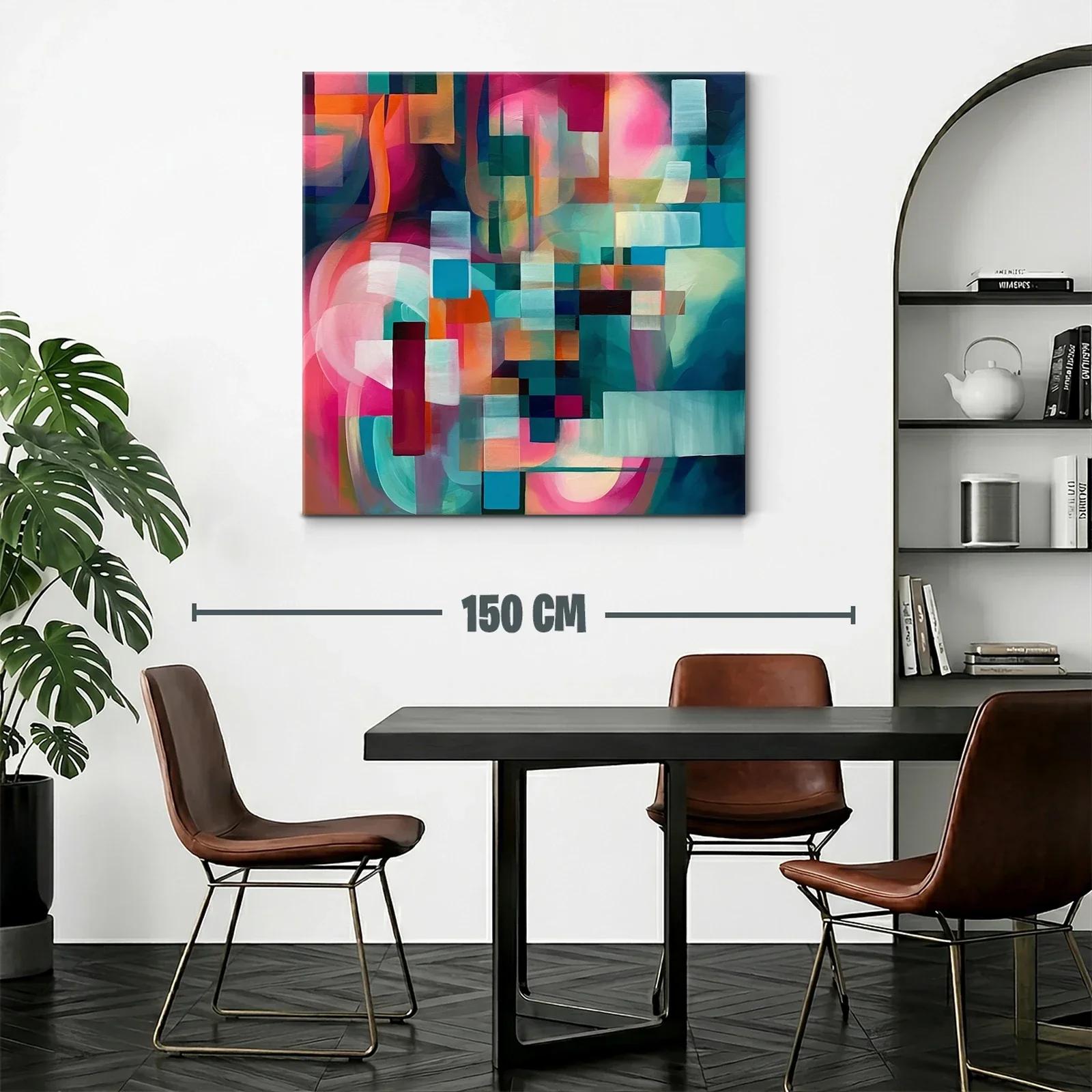 Cuadro Abstracto en Tonos Vibrantes y Geométricos — miniatura 2