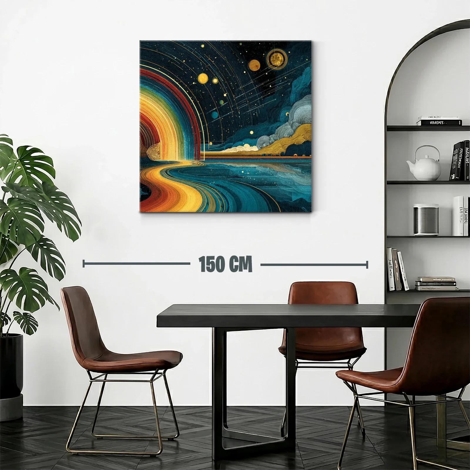 Paisaje cósmico con camino dorado y cielo estrellado — miniatura 2