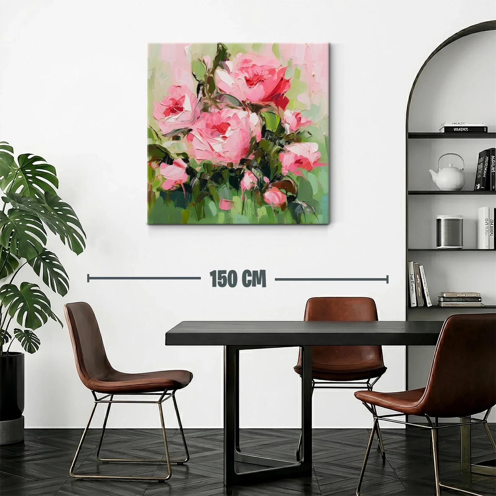 Cuadro florales en tonos rosas y verdes vibrantes — miniatura 2
