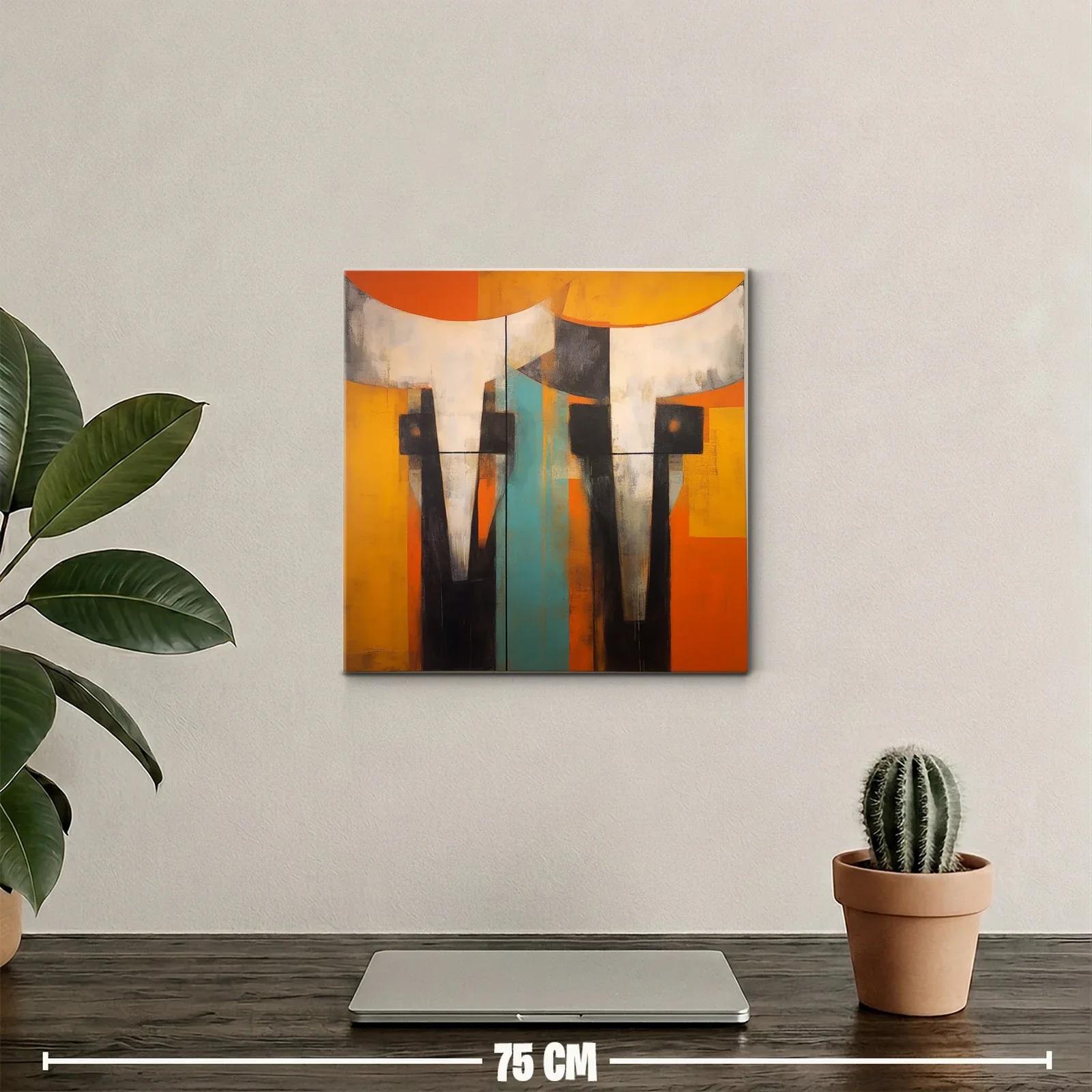 Composición abstracta en tonos cálidos y contrastes geométricos — miniatura 2