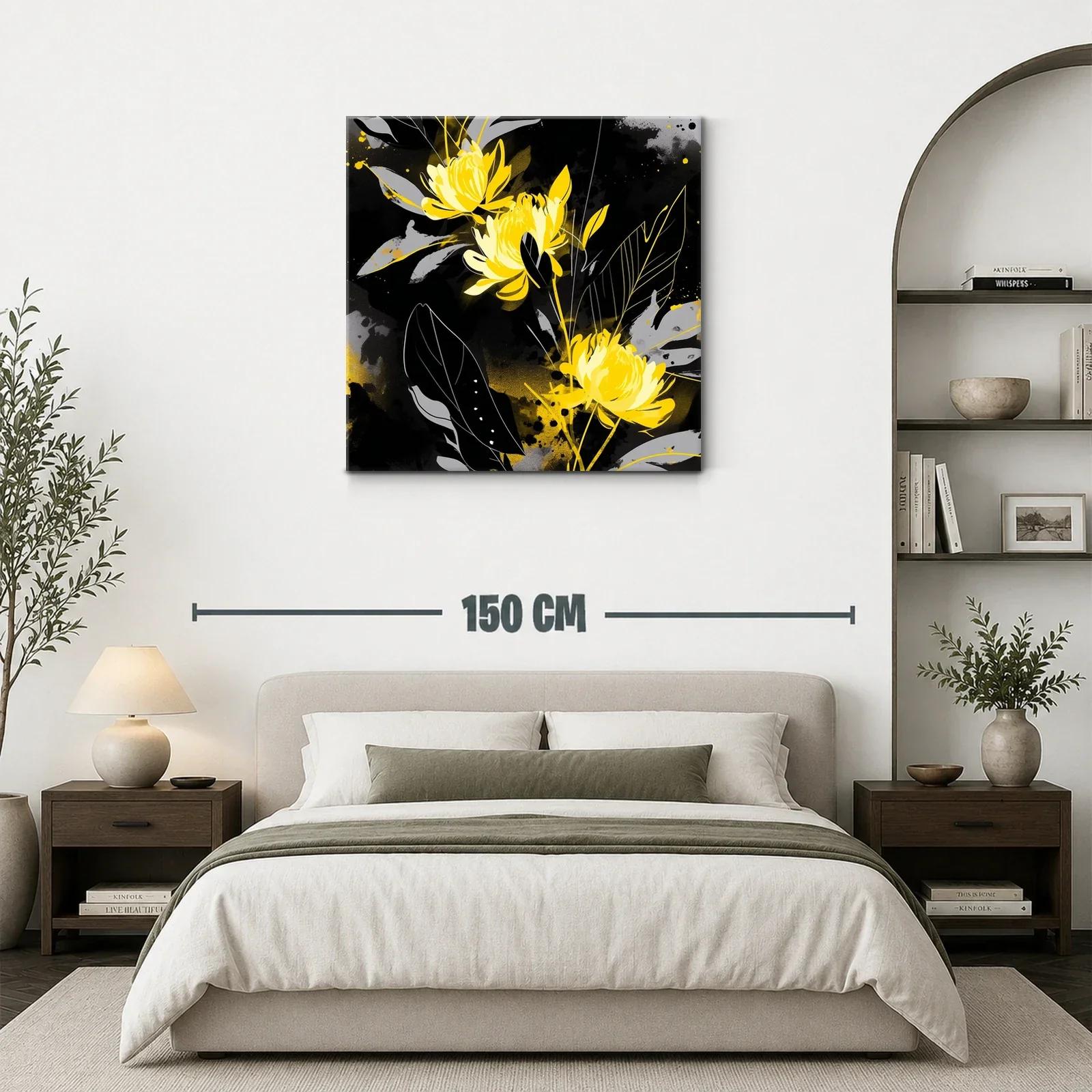 Flores amarillas vibrantes sobre fondo oscuro elegante — miniatura 3