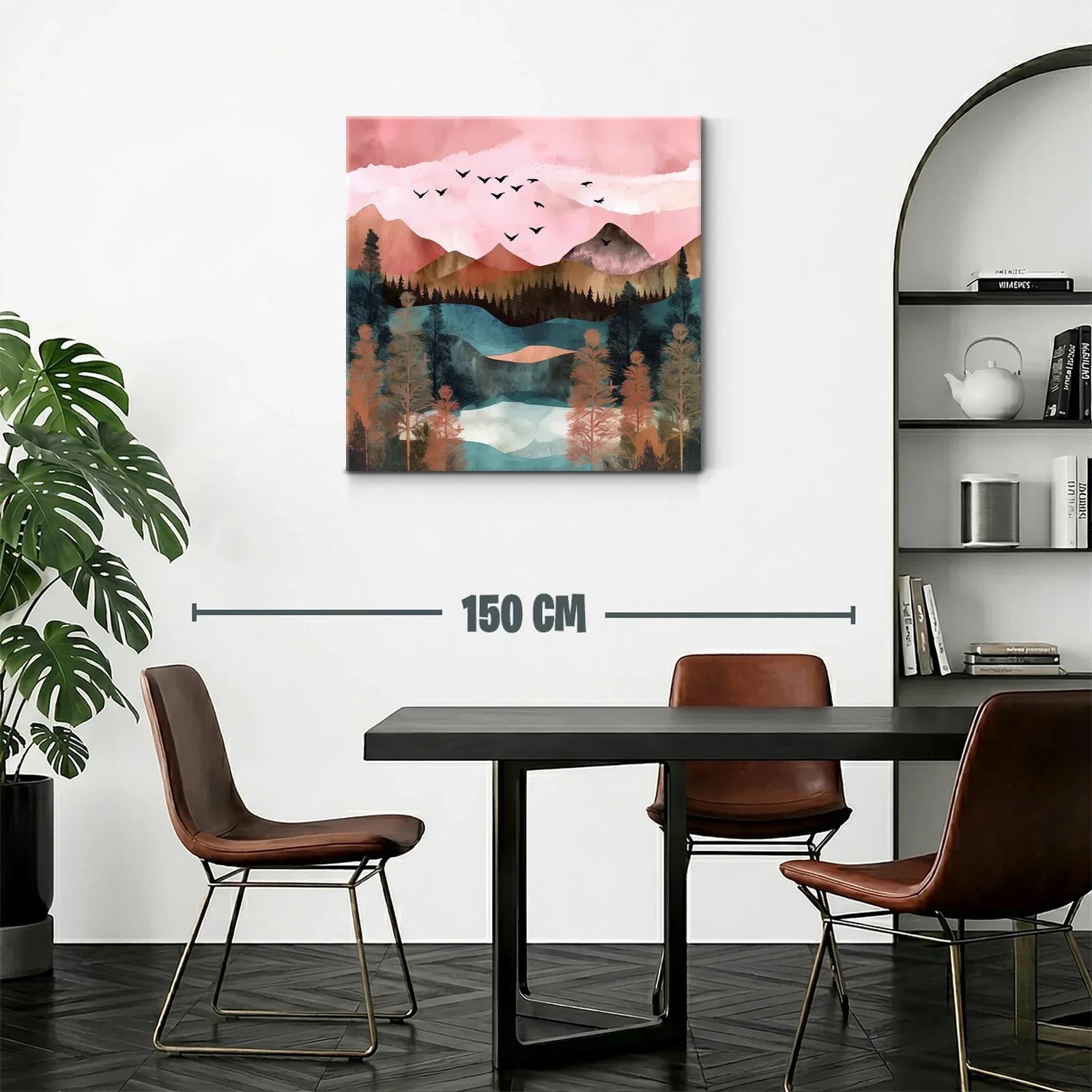 Paisaje de montaña con vuelo de aves y tonos cálidos — miniatura 2