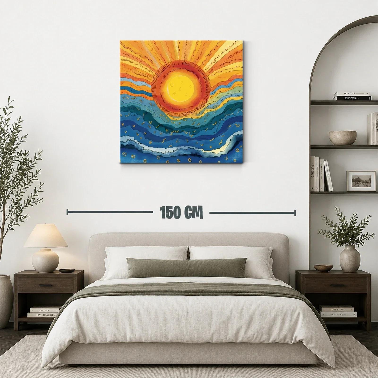Arte abstracto con sol radiante y olas ondulantes — miniatura 3