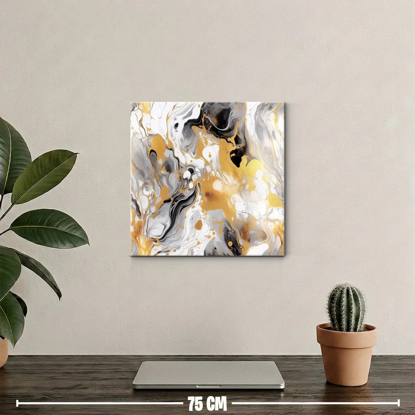 Arte Abstracto en Oro Blanco y Negro con Destellos Elegantes — miniatura 2