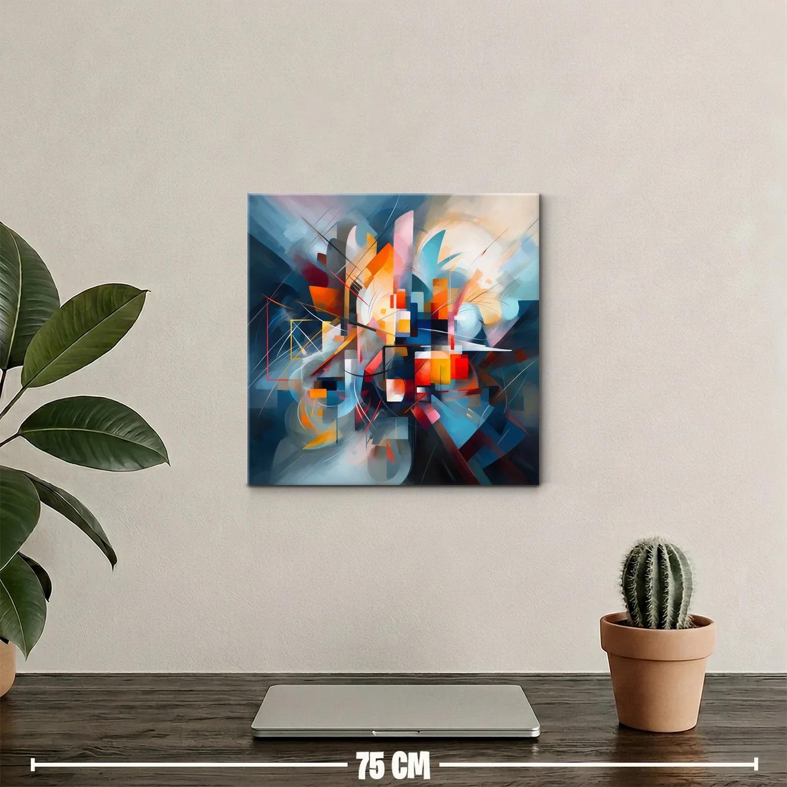 Cuadro abstracto con tonos vibrantes y formas dinámicas — miniatura 2