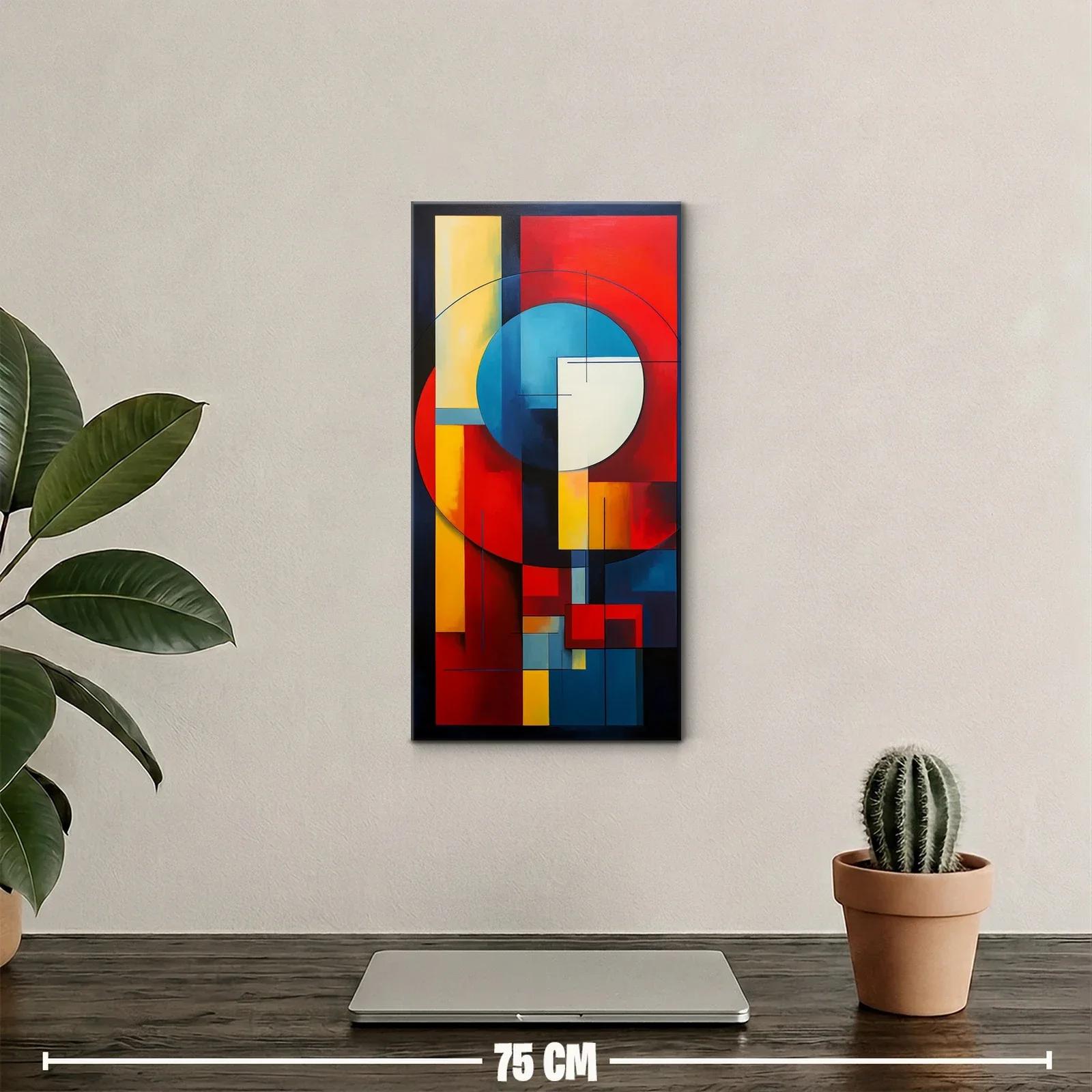 Cuadro abstracción geométrica con círculo oscuro y semicírculo claro — miniatura 2