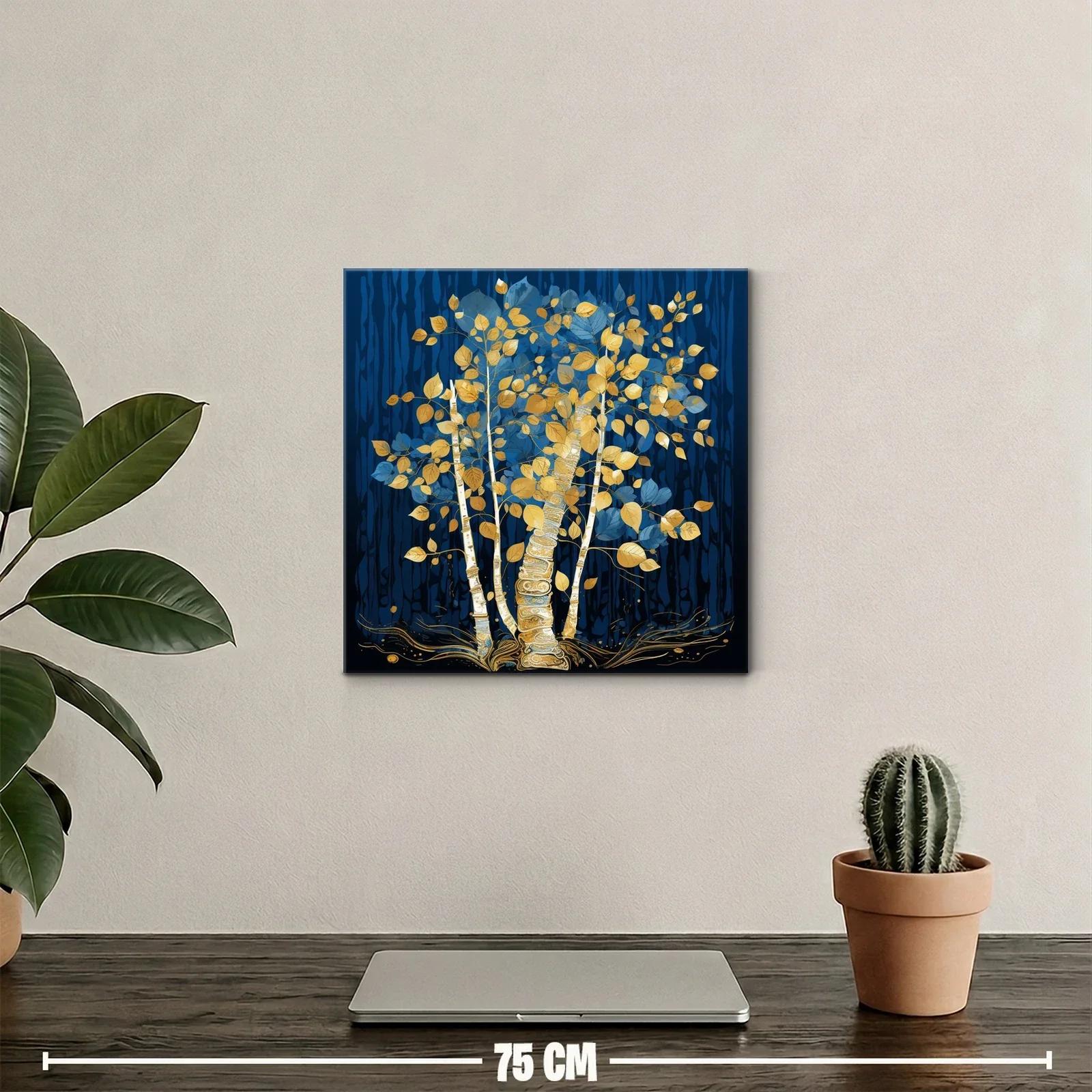 Árbol dorado sobre fondo azul profundo — miniatura 2