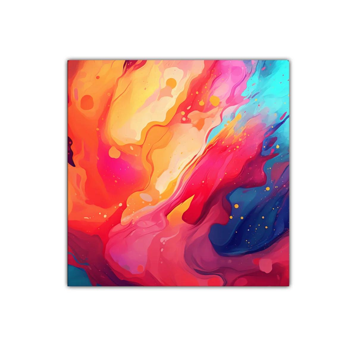 Cuadro abstracto con explosión de colores vibrantes — miniatura 1