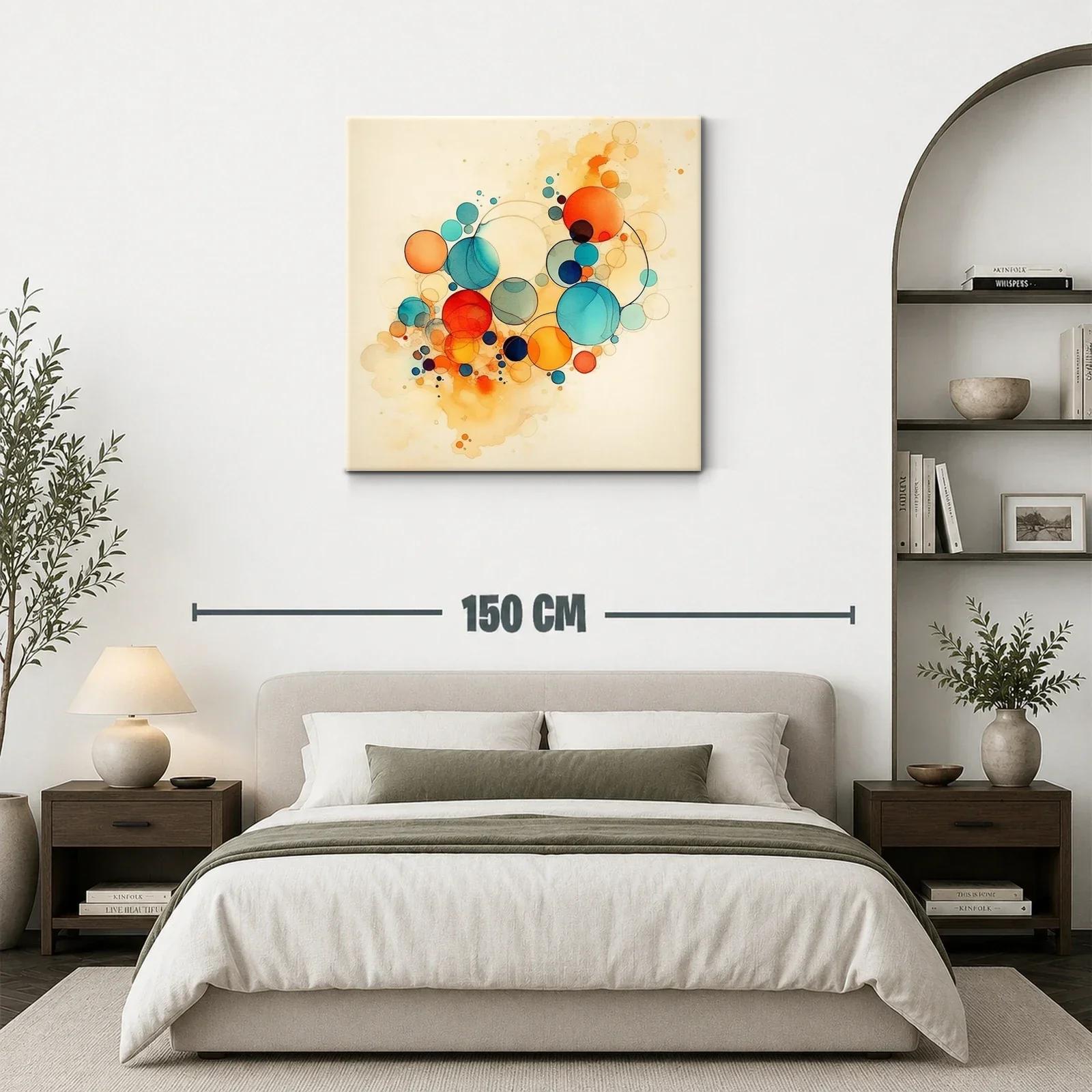Composición abstracta con círculos en tonos cálidos y fríos — miniatura 3