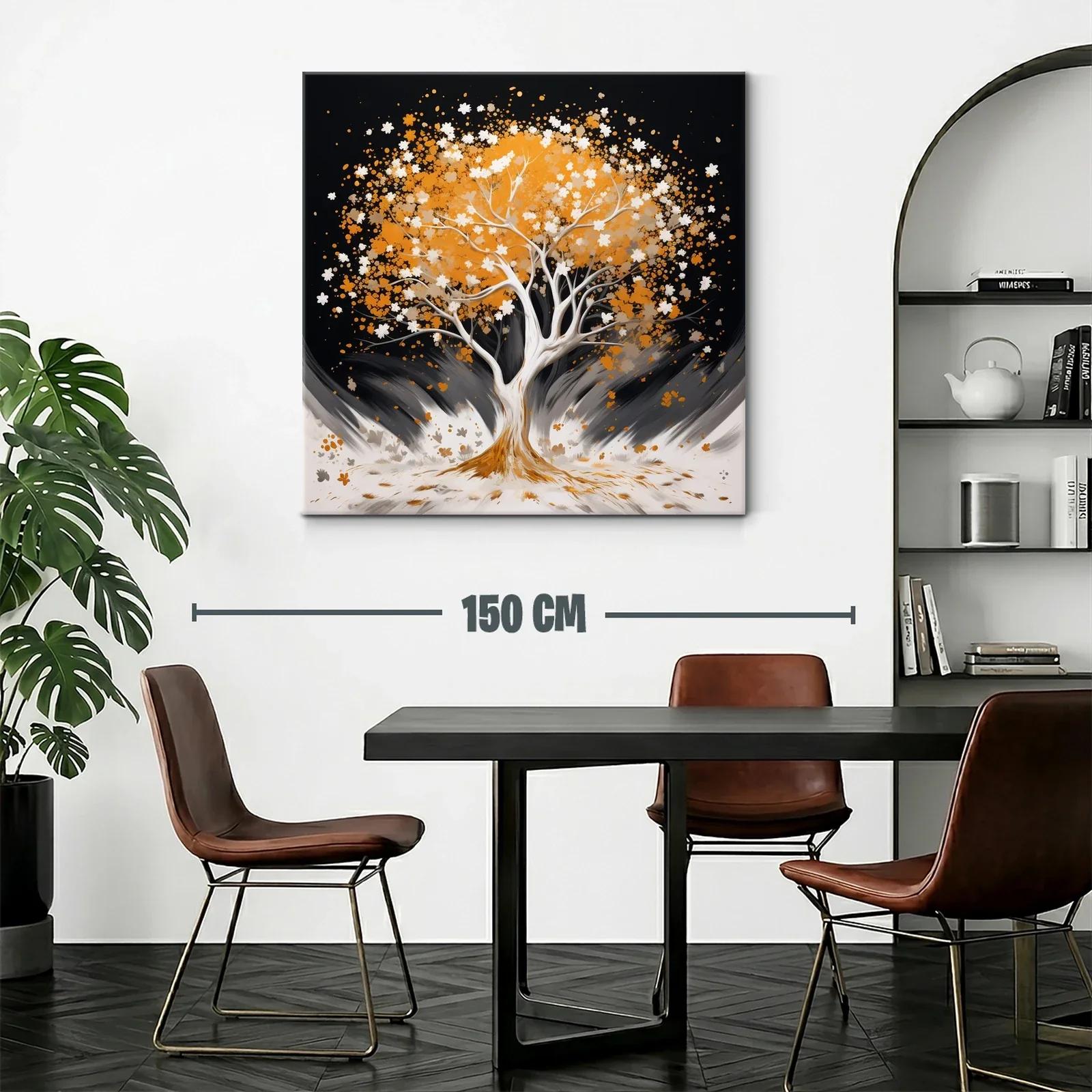 Árbol en tonos cálidos sobre fondo oscuro — miniatura 2