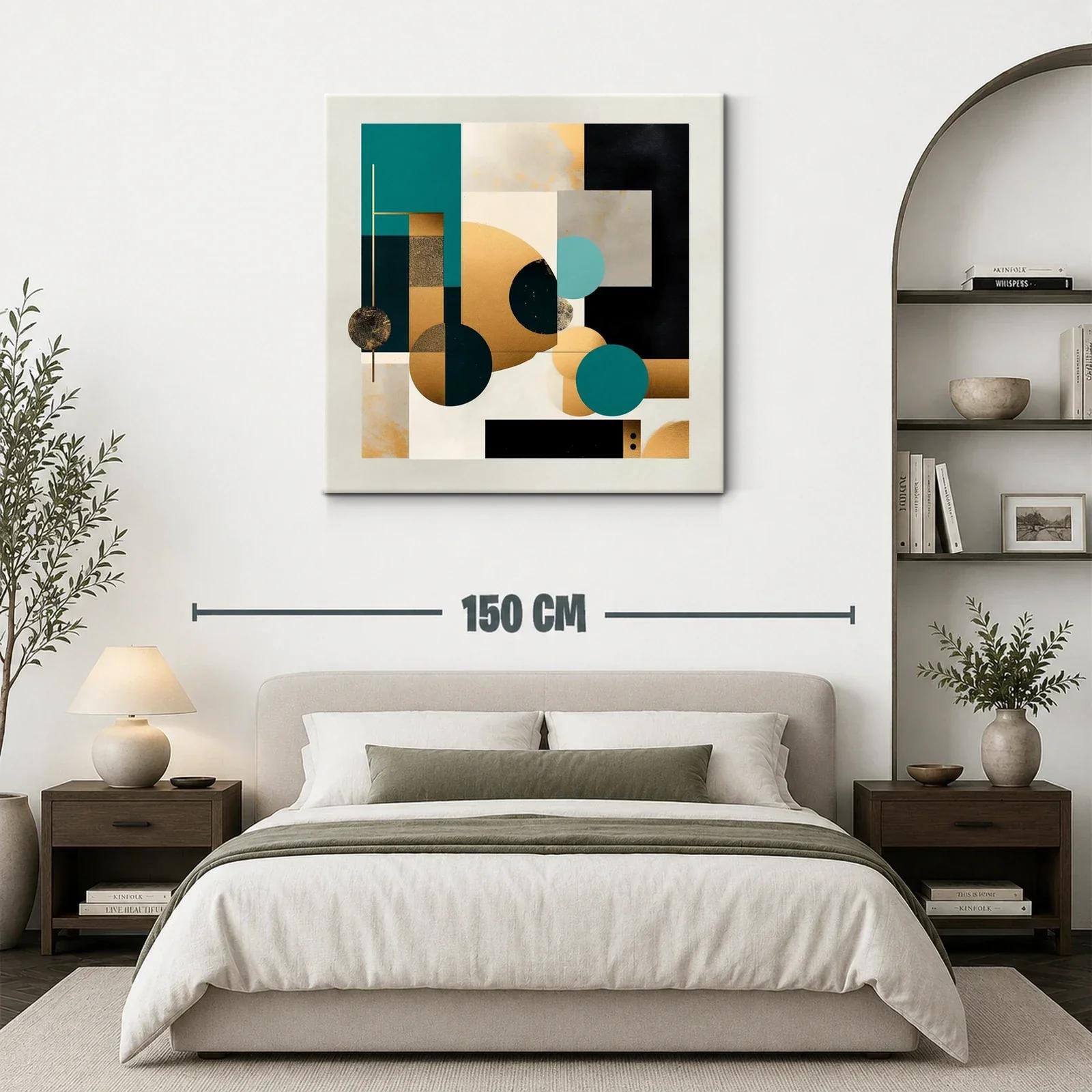 Composición abstracta con tonos dorados y azul profundo — miniatura 3