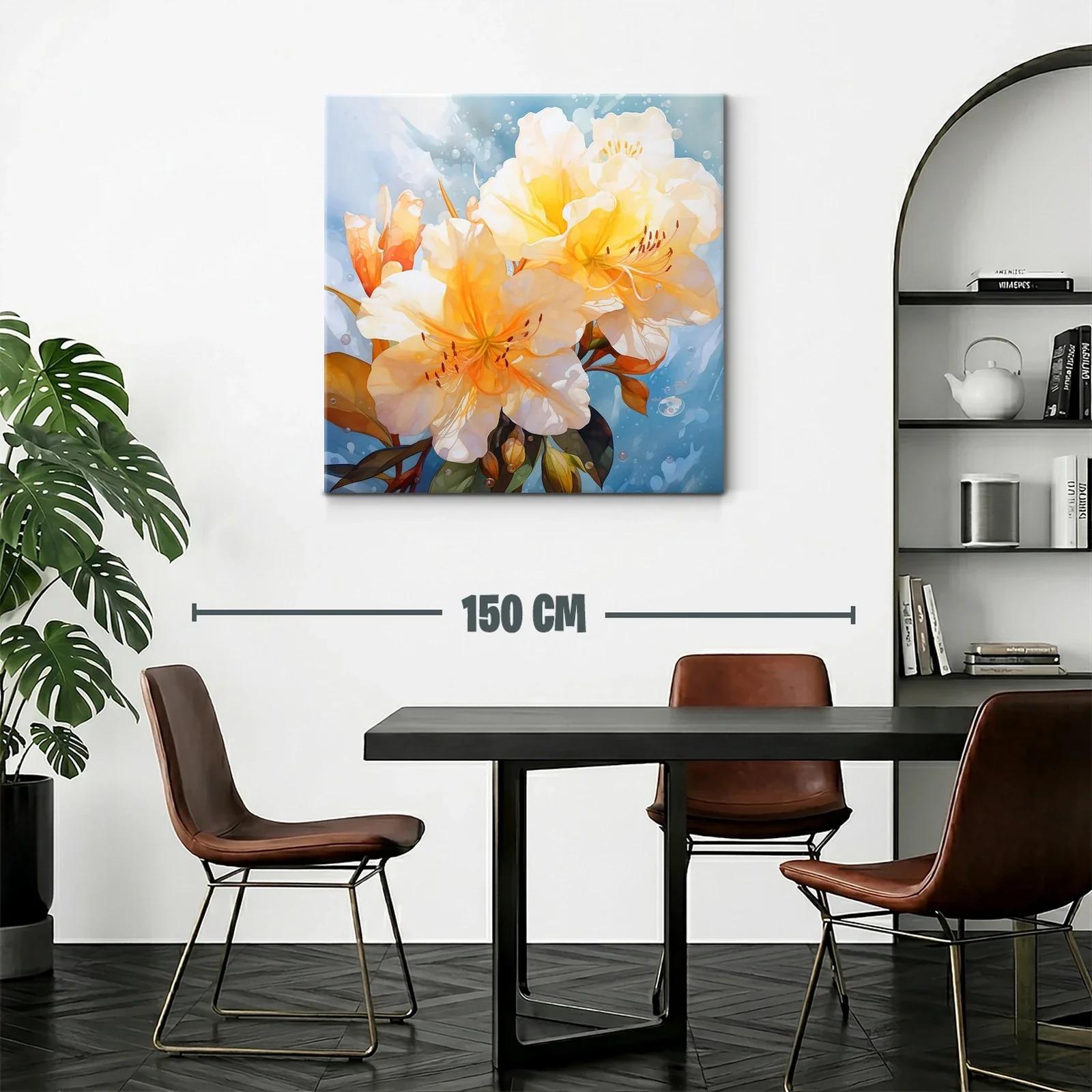 Cuadro floral con tonos cálidos y frescura acuática — miniatura 2