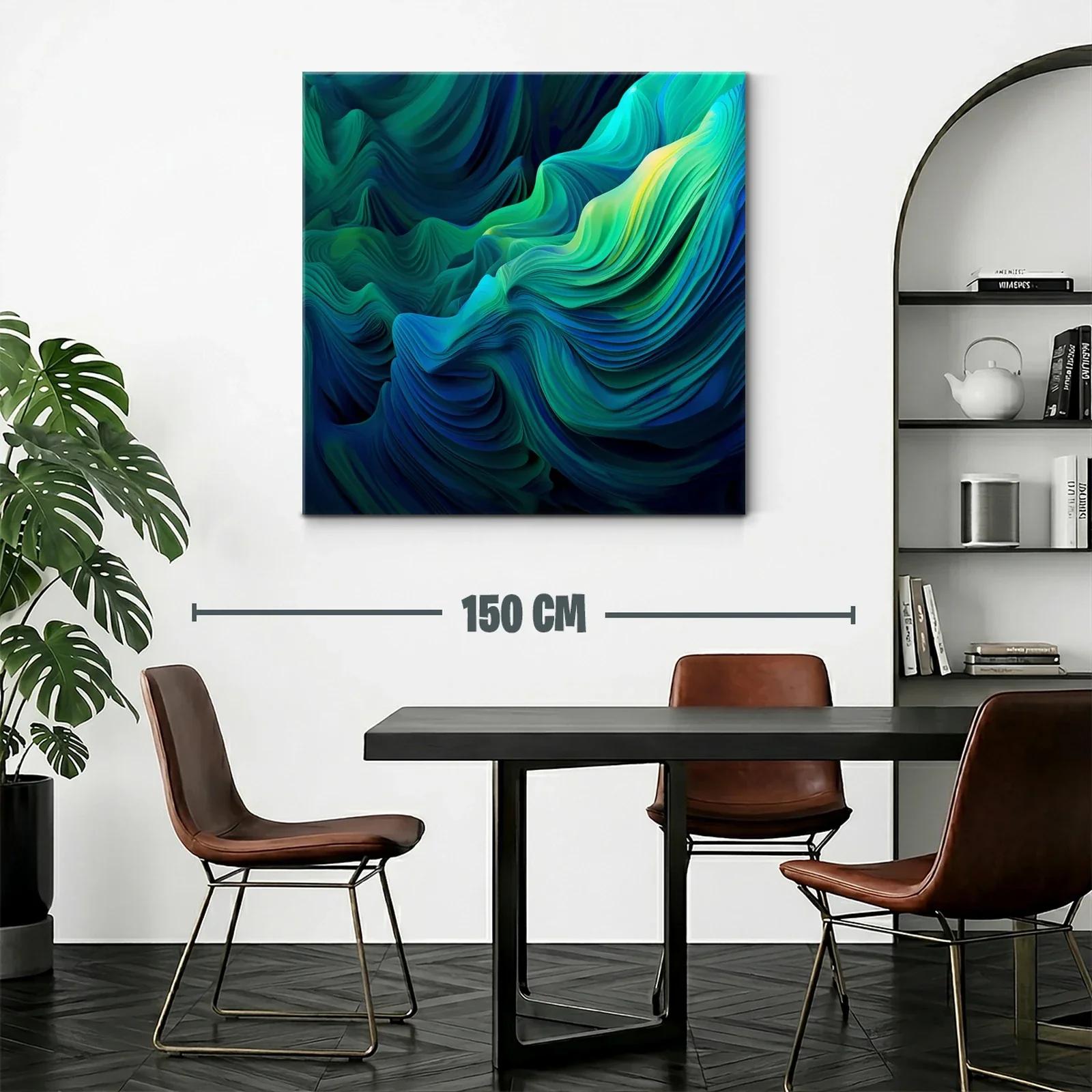 Cuadro Abstracto en Tonos Verdes y Azules Vibrantes — miniatura 2