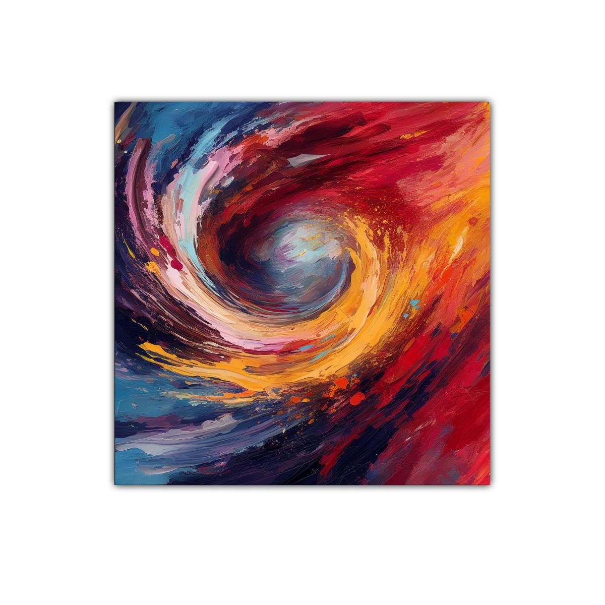 Cuadro abstracto remolino en vibrantes tonos cálidos y fríos — miniatura 1