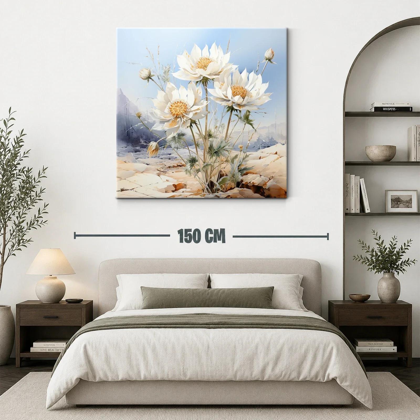 Flores blancas destacando en paisaje árido y sereno — miniatura 3