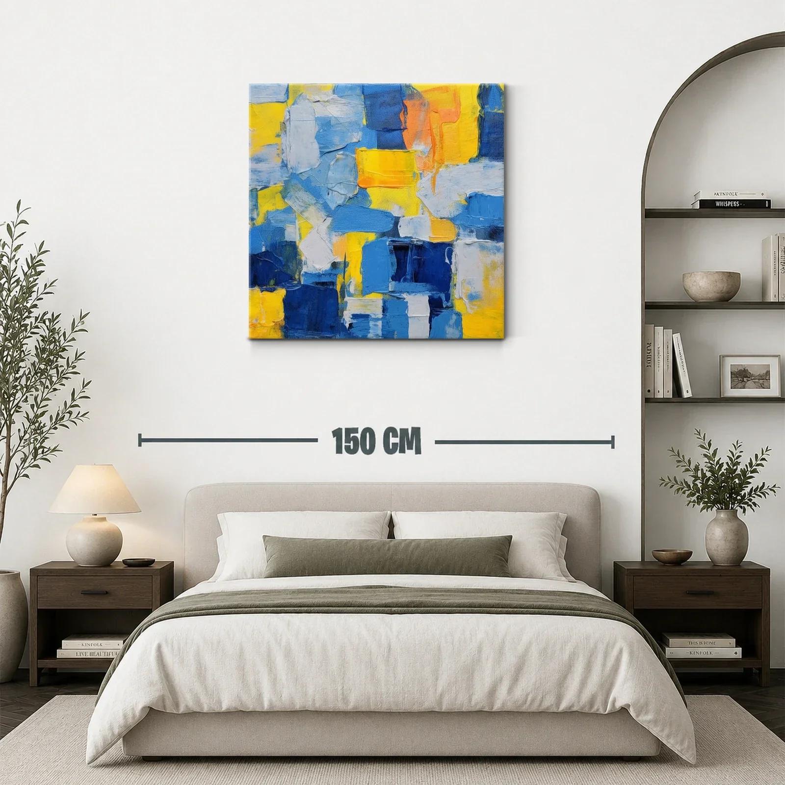 Cuadro abstracto con predominio de tonos azules y amarillos — miniatura 3