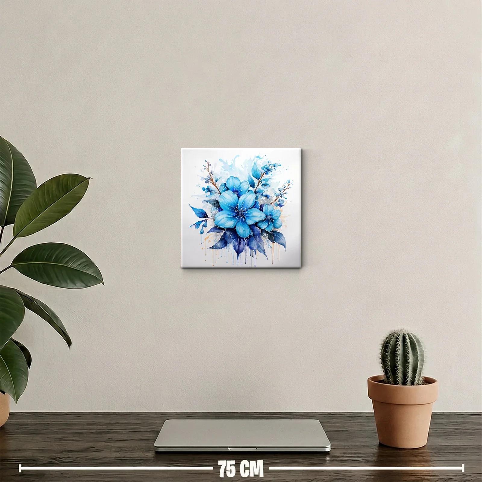 Cuadro decorativo bouquet floral en tonos azules vibrantes — miniatura 2
