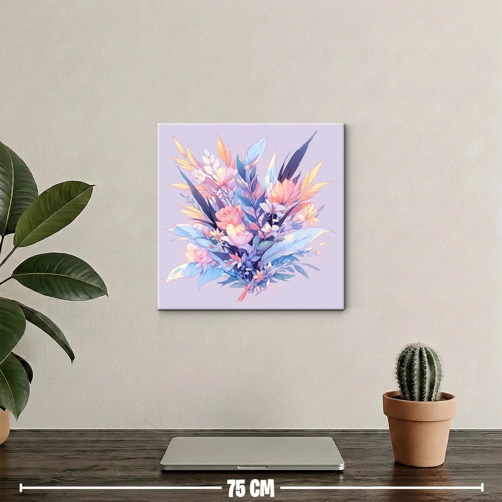 Cuadro floral en tonos pastel y azul suave — miniatura 2