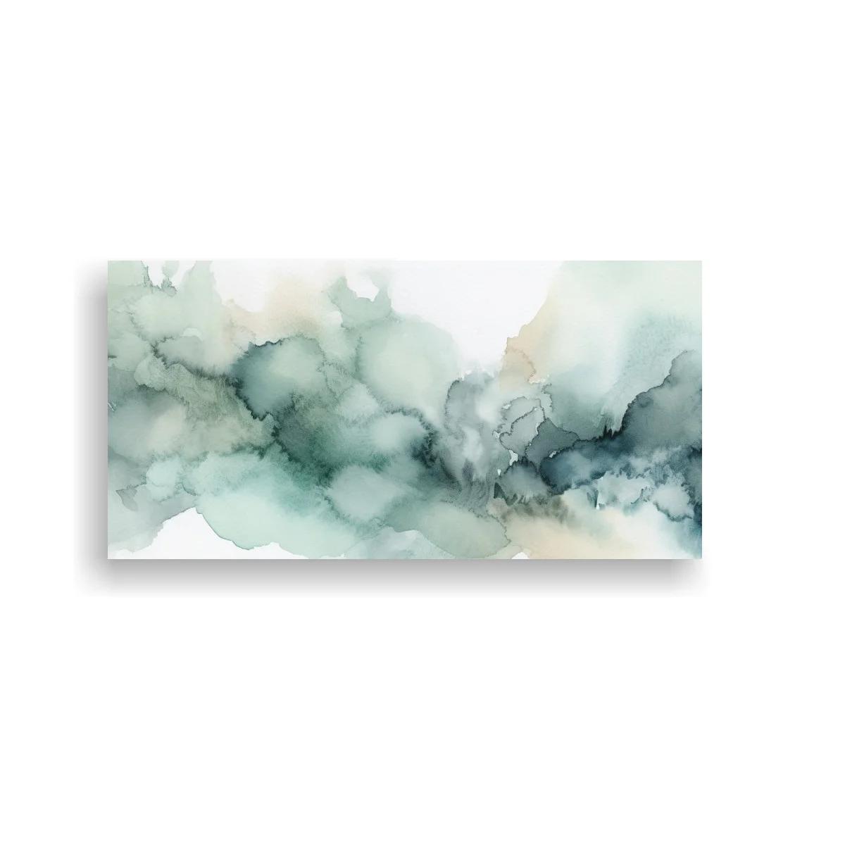 Cuadro nubes de tinta verde azulado en franja horizontal — imagen principal