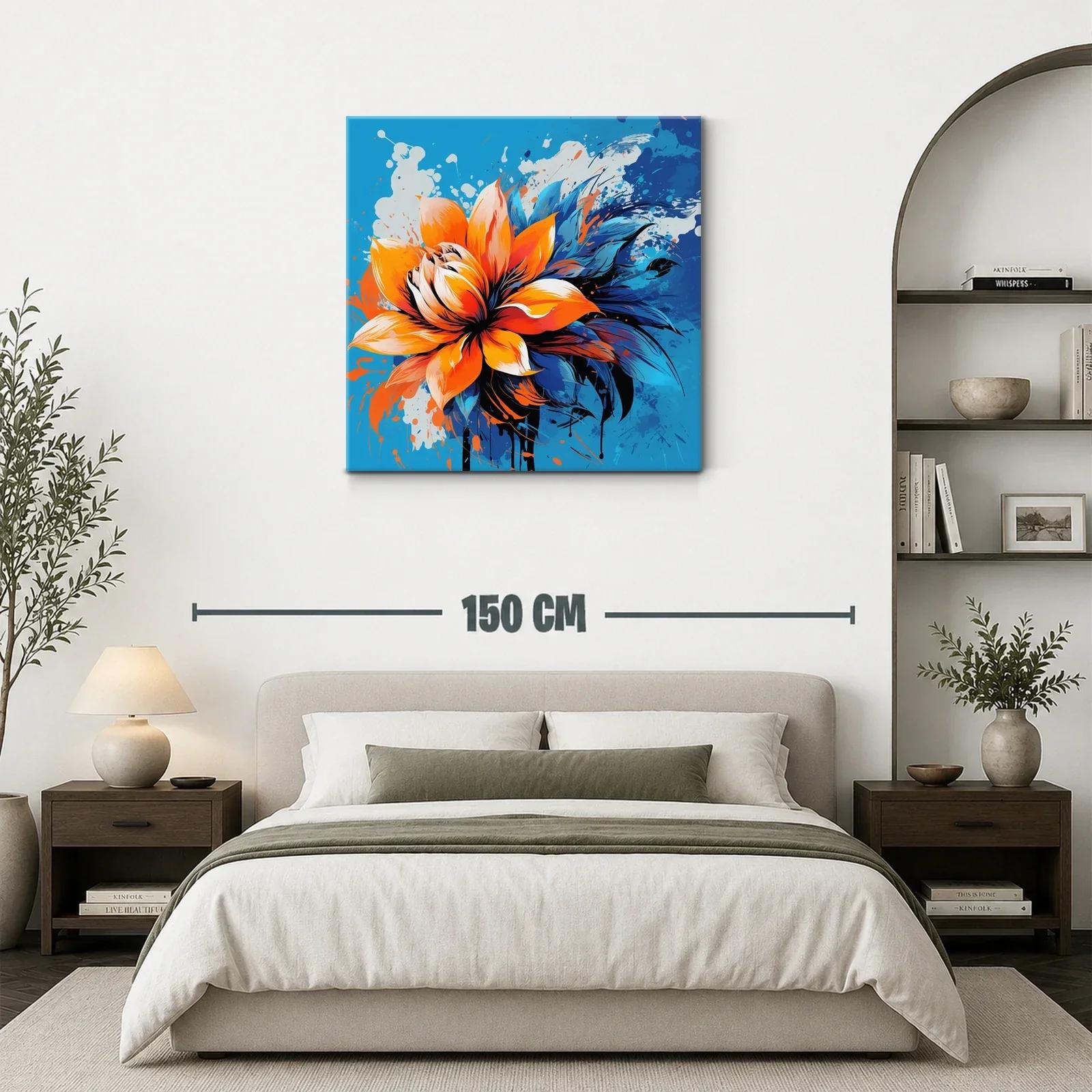Flor vibrante con contrastes en azul y naranja intenso — miniatura 3