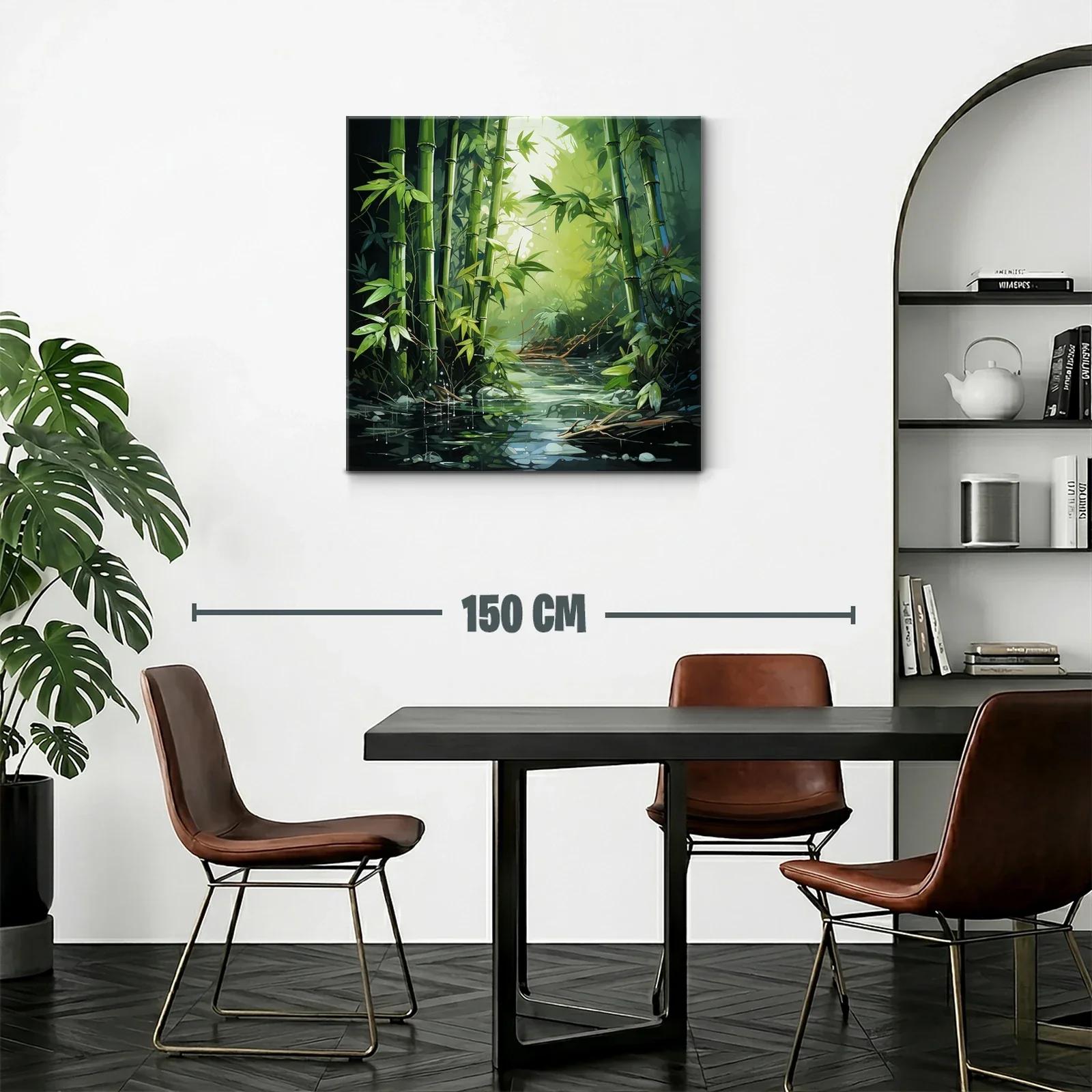 Serenidad en bosque de bambú con reflejos de agua — miniatura 2