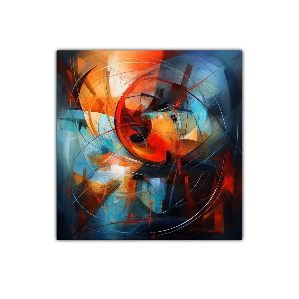 Cuadro abstracto con vibrantes tonos cálidos y fríos — miniatura 1